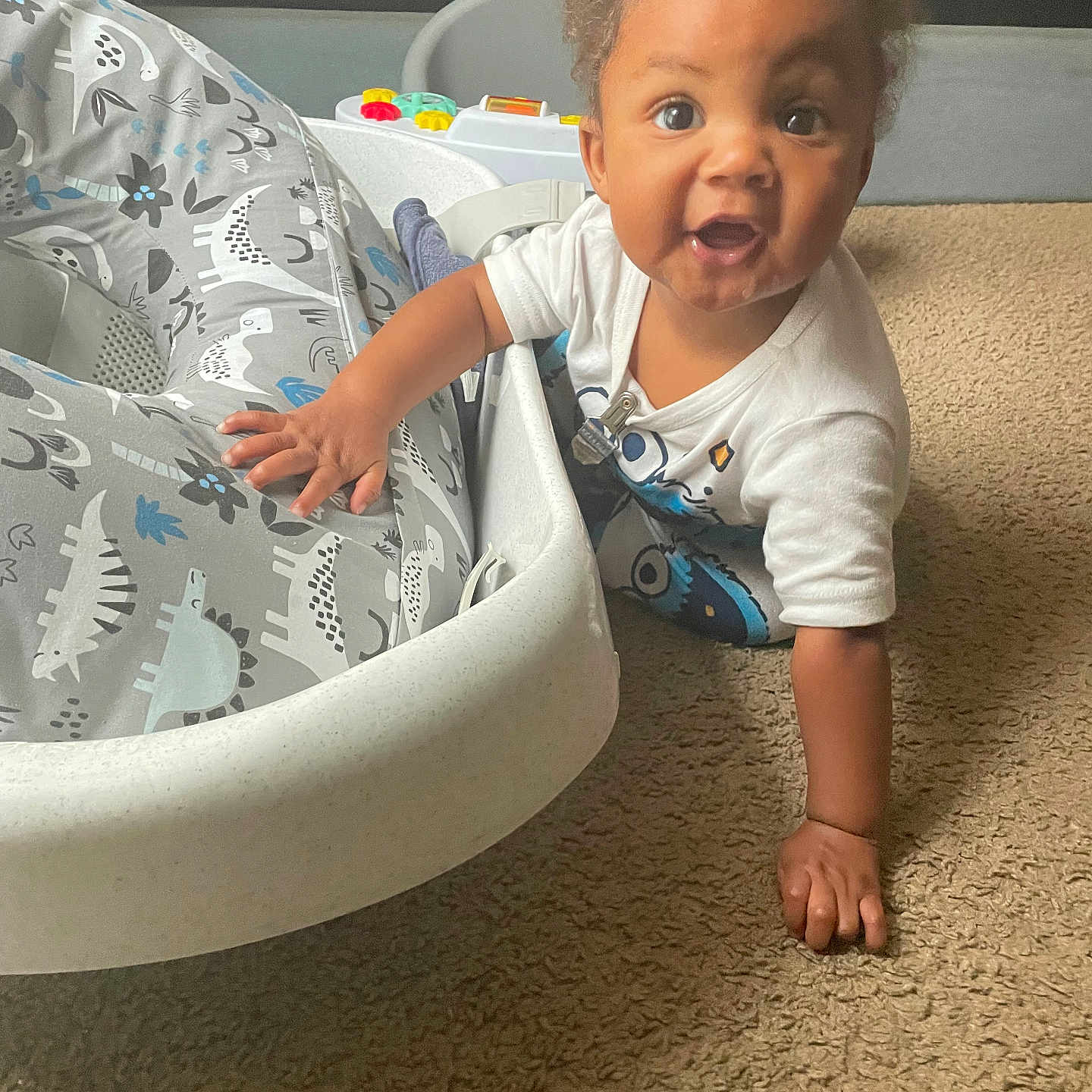 Mason joined the competition — help win amazing prizes! baby, babycrawling, babylaughing, crawling, crib, face, furniture, happy, head, infantbed, person, photography, portrait, sitting, smile