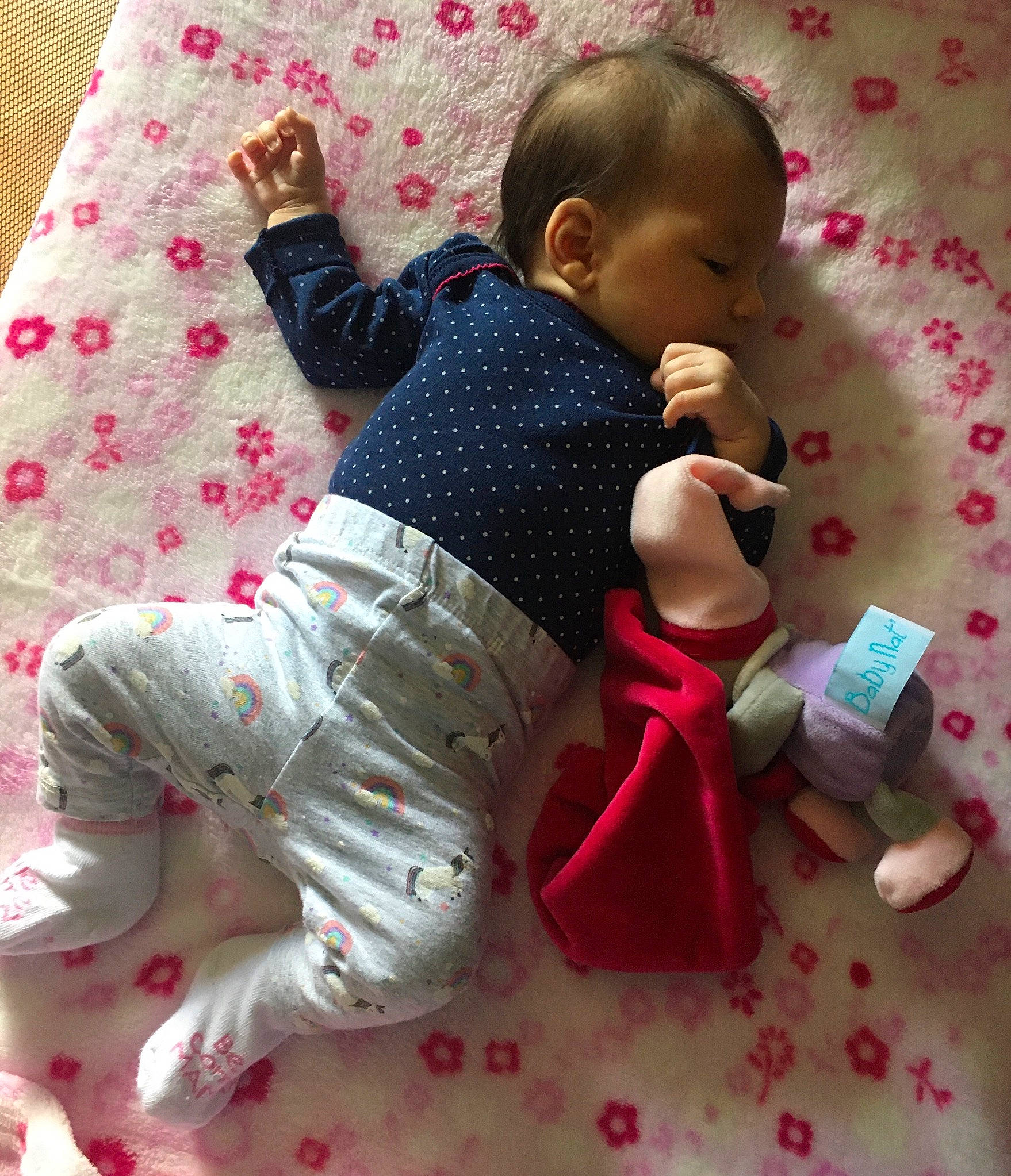 Giullia participe au concours pour gagner de l'argent avec cette photo : baby, cheek, child, doll, pajamas, person, pink, play, toddler, toy