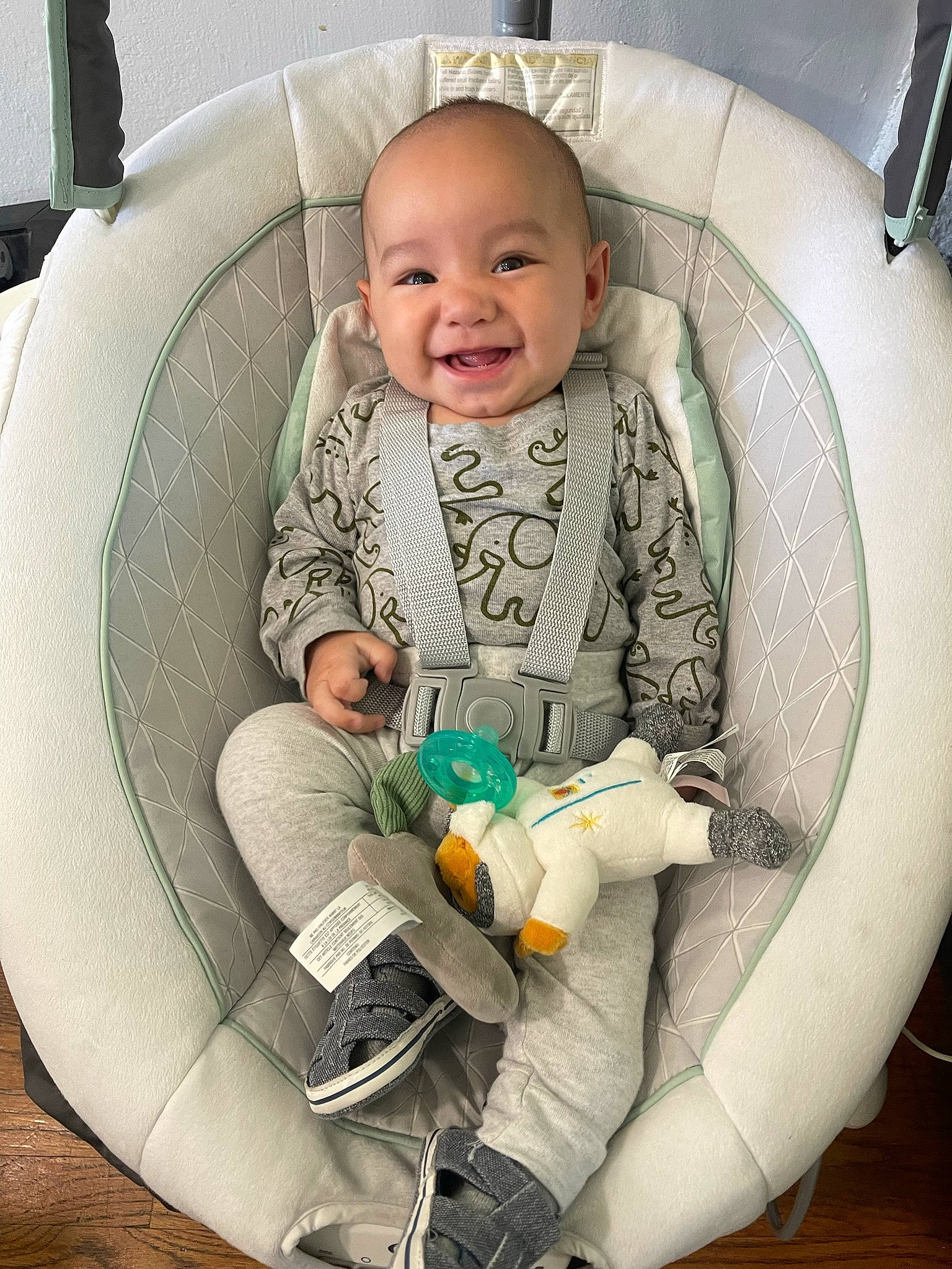 Maximus is registered to the contest to win money with this photo: baby, baby_products, baby_toddler_clothing, baby_toys, car_seat, chair, child, circle, comfort, fun, happy, joy, lap, person, photograph, play, product, room, sitting, smile