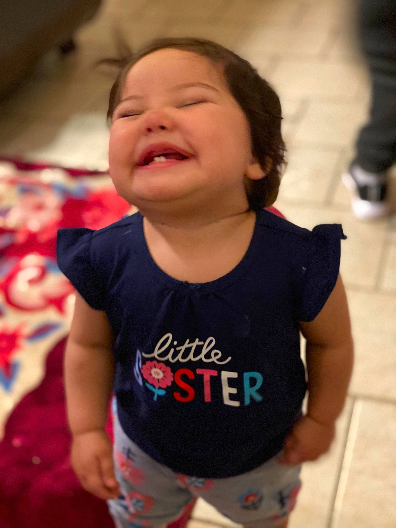 Amilia joined the competition — help win amazing prizes! arm, baby, cheek, child, chin, cool, face, facial_expression, fun, happy, head, joy, laugh, mouth, person, skin, smile, t_shirt, toddler