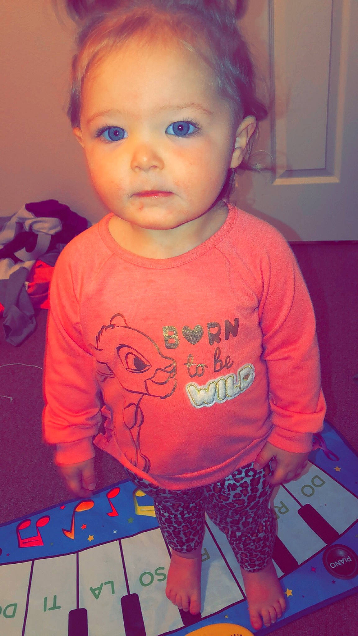 Brooklyn is registered to the contest to win money with this photo: baby, baby_toddler_clothing, cheek, child, cool, ear, eyelash, forehead, iris, lip, long_sleeved_t_shirt, mouth, neck, nightwear, person, picture_frame, shoulder, sleeve, toddler