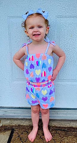 Avery Kate is registered to the contest to win money with this photo: baby_toddler_clothing, blue, calf, child, clothing, day_dress, ear, electric_blue, facial_expression, hair_accessory, headband, headpiece, joy, lavender, mouth, one_piece_garment, pattern, person, pink, purple