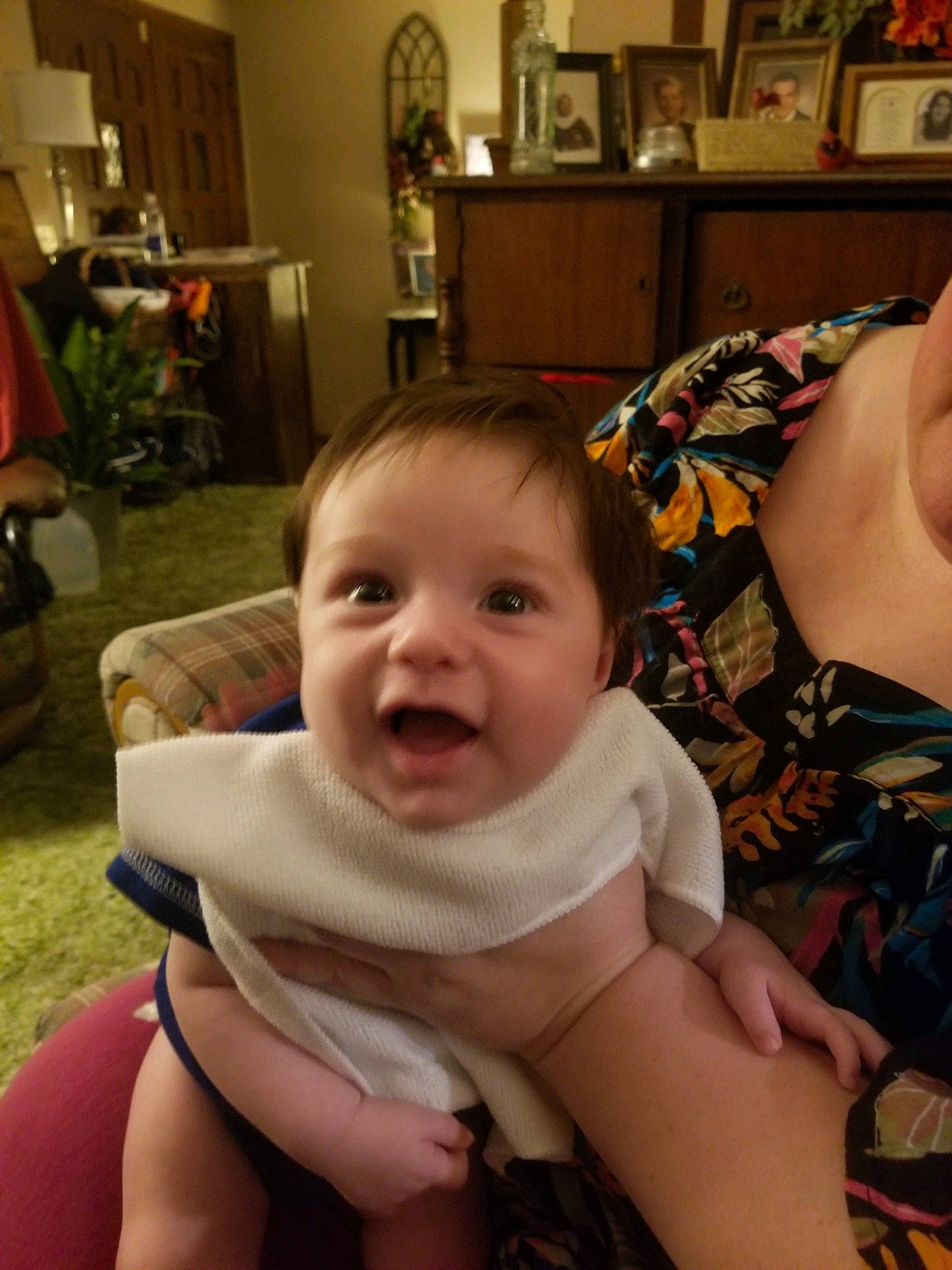 Wade joined the competition — help win amazing prizes! baby, baby_toddler_clothing, bib, chair, cheek, chest, child, comfort, finger, fun, happy, iris, mouth, nose, person, plant, skin, smile, thigh, thumb