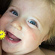 Sawyer is registered to the contest to win money with this photo: toddler, child, face, blue_eyes, blonde_hair, smiling, teeth, skin, closeup, happy, cute, baby, expression, portrait, joyful, mouth, tongue, cheek, eyelashes, playful