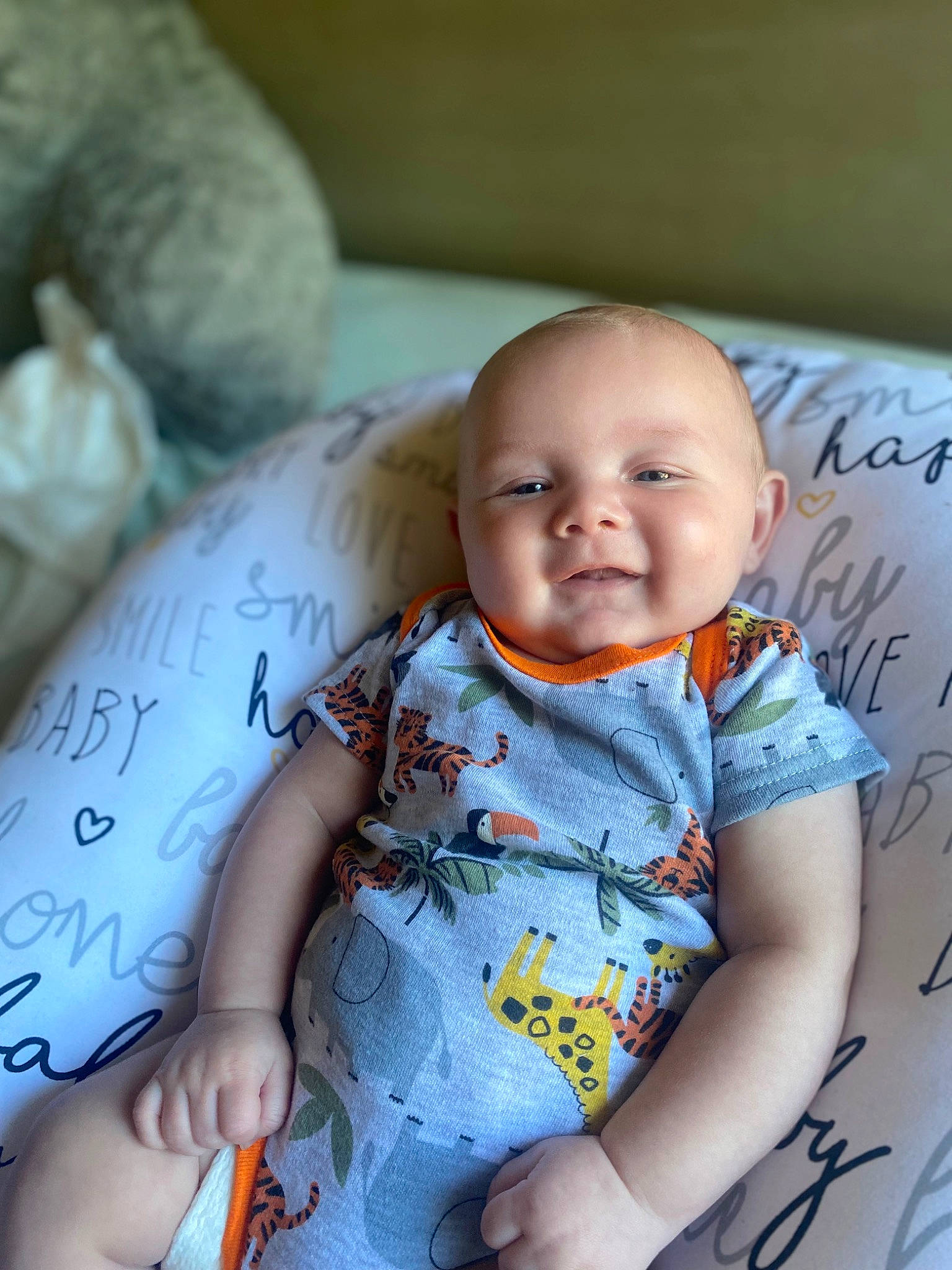 Kamdyn joined the competition — help win amazing prizes! baby, baby_toddler_clothing, cheek, child, comfort, face, facial_expression, handwriting, happy, iris, linens, pattern, person, portrait_photography, sitting, skin, sleeve, smile, textile, toddler