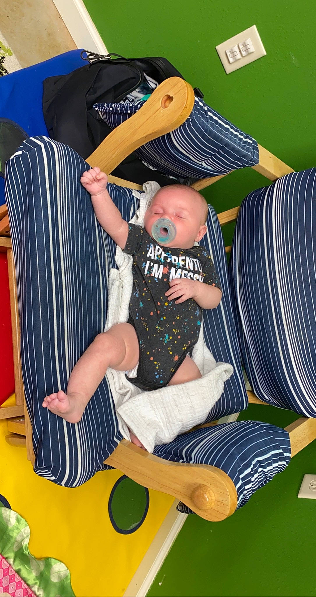 Kamdyn joined the competition — help win amazing prizes! baby, baby_products, baby_safety, baby_toddler_clothing, chair, child, comfort, fun, green, infant_bed, knee, lap, leisure, pattern, person, room, sitting, sock, thigh, toddler