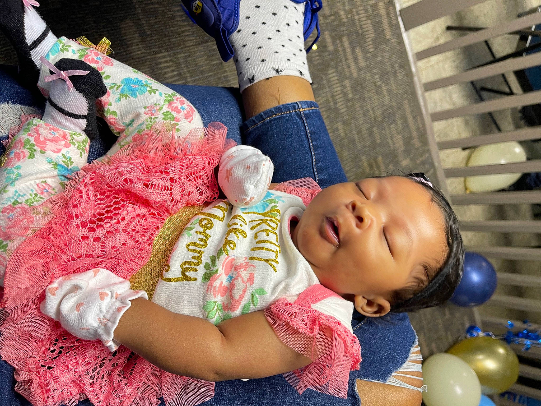 Kimani joined the competition — help win amazing prizes! arm, baby, baby_toddler_clothing, balloon, blue, comfort, finger, fun, hand, happy, human_body, leisure, mouth, nail, person, photograph, skin, textile, thigh, toddler