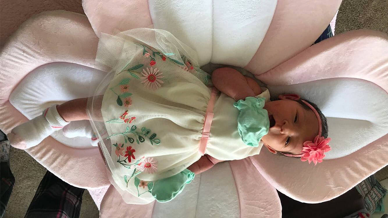 Huntleigh is registered to the contest to win money with this photo: baby, child, person, pink, toddler