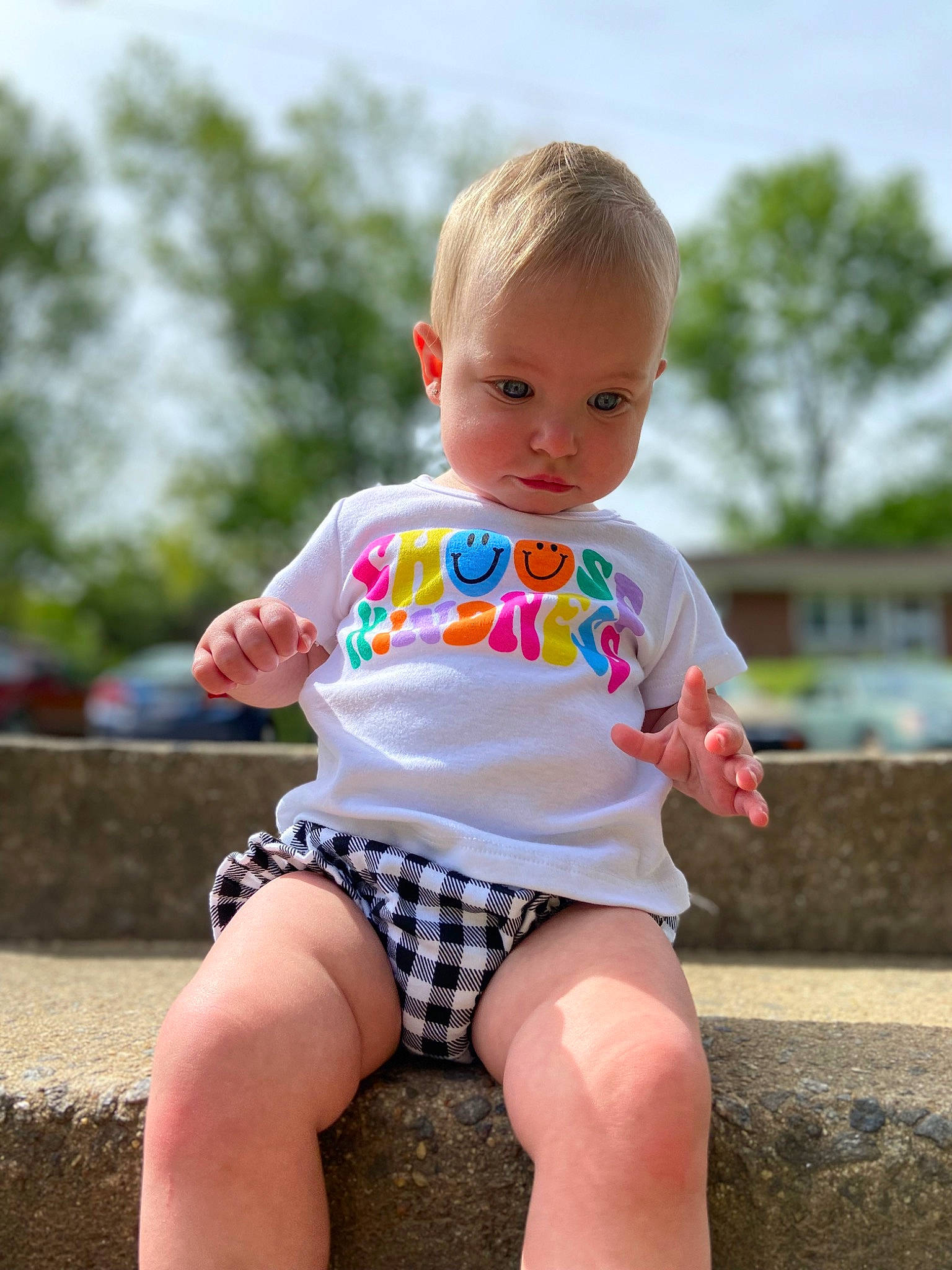 Iris joined the competition — help win amazing prizes! baby, baby_toddler_clothing, eye, face, grass, happy, knee, leisure, person, plant, shorts, skin, sky, sleeve, smile, standing, summer, t_shirt, thigh, toddler