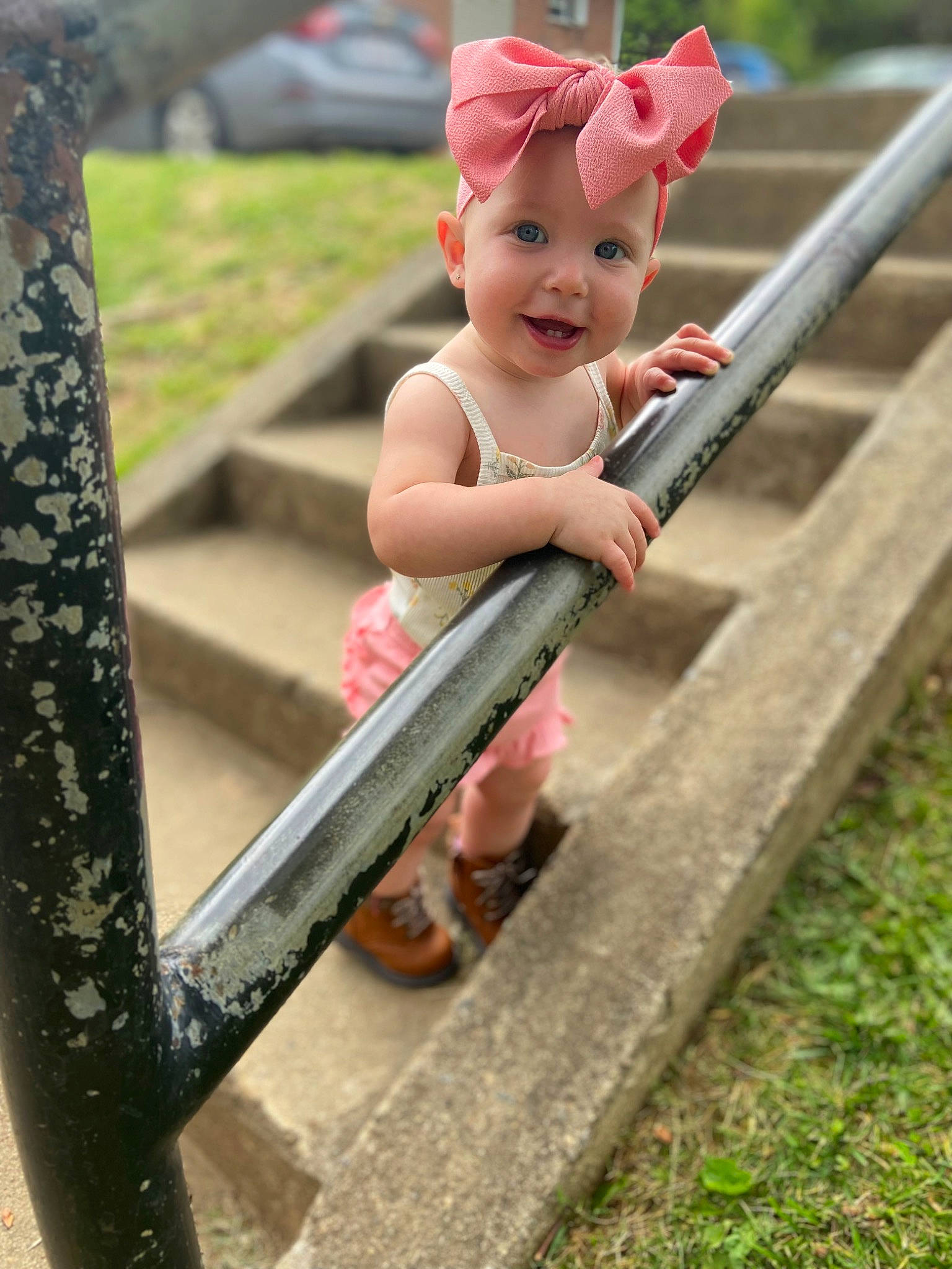 Iris joined the competition — help win amazing prizes! baby, baby_products, baby_toddler_clothing, carmine, child, eye, fun, grass, happy, headwear, human_body, human_leg, joy, leisure, outdoor_furniture, person, play, recreation, sitting, smile