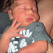 Nikolai Berry is registered to the contest to win money with this photo: newborn, baby, sleeping, infant, onesie, hand, face, skin, person, clothing, text, blanket, arm, resting, closeup, cute, peaceful, indoors, soft, cozy