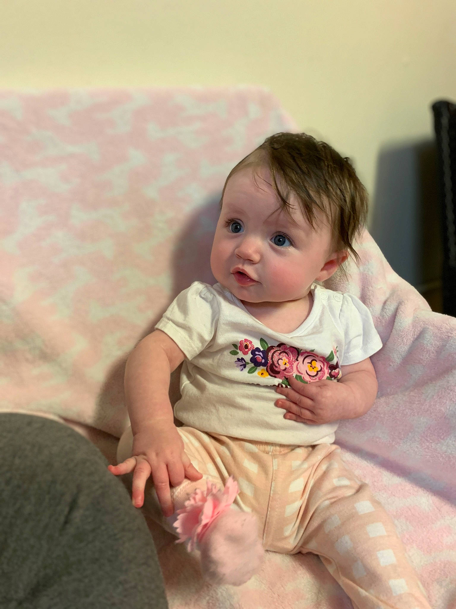 Leira joined the competition — help win amazing prizes! baby, baby_toddler_clothing, cheek, child, comfort, couch, eye, flash_photography, flooring, fun, happy, head, human_leg, iris, person, sitting, skin, sleeve, sock, t_shirt