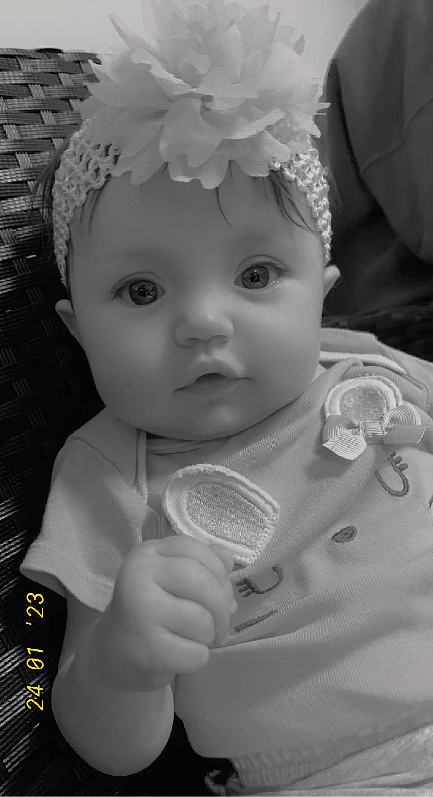Leira joined the competition — help win amazing prizes! baby, baby_toddler_clothing, black_and_white, cheek, eye, eyelash, flower, gesture, head, headgear, headwear, iris, lip, nose, organ, person, plant, product, skin, style