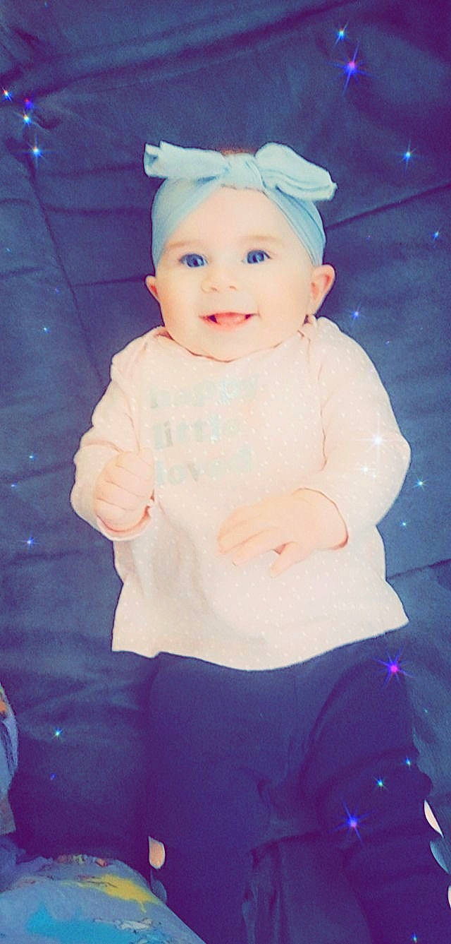 Madelyn joined the competition — help win amazing prizes! azure, baby, baby_toddler_clothing, cap, cheek, chin, cloud, eye, face, flash_photography, happy, head, headgear, headwear, human_body, joy, person, pink, purple, skin