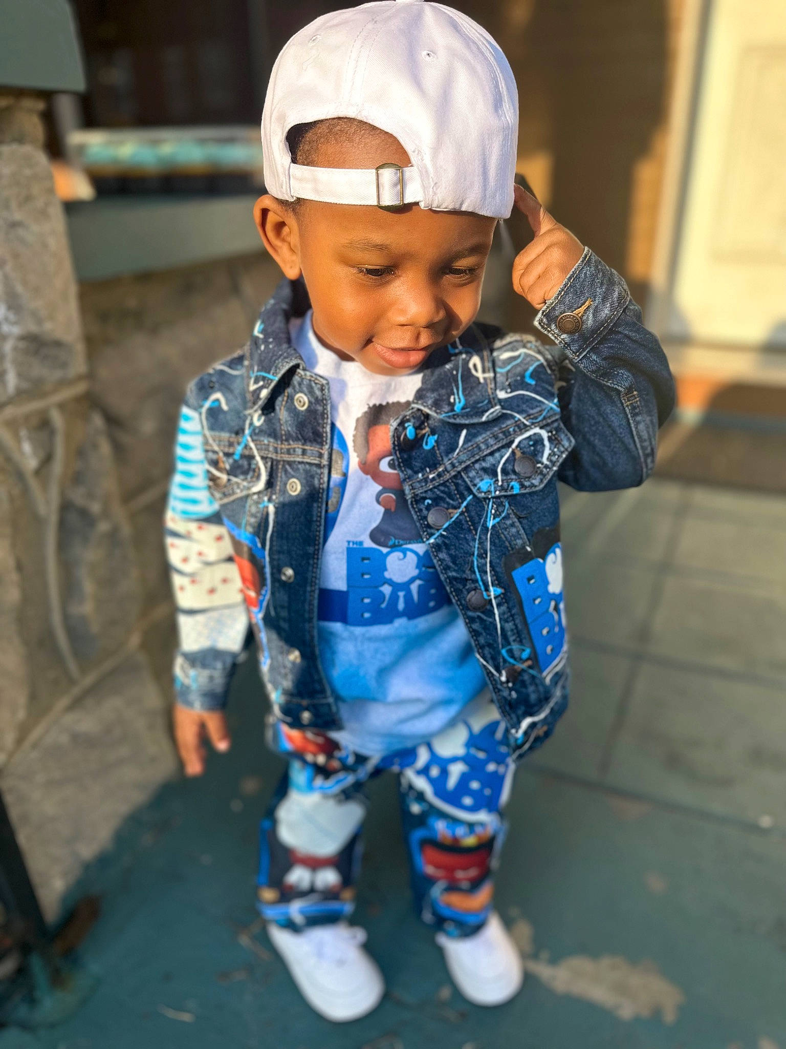 Kayden joined the competition — help win amazing prizes! baby, beanie, cap, child, cool, costume, electric_blue, eye, fashion, fashion_accessory, fun, happy, headwear, pattern, person, portrait_photography, sitting, sleeve, toddler, tradition