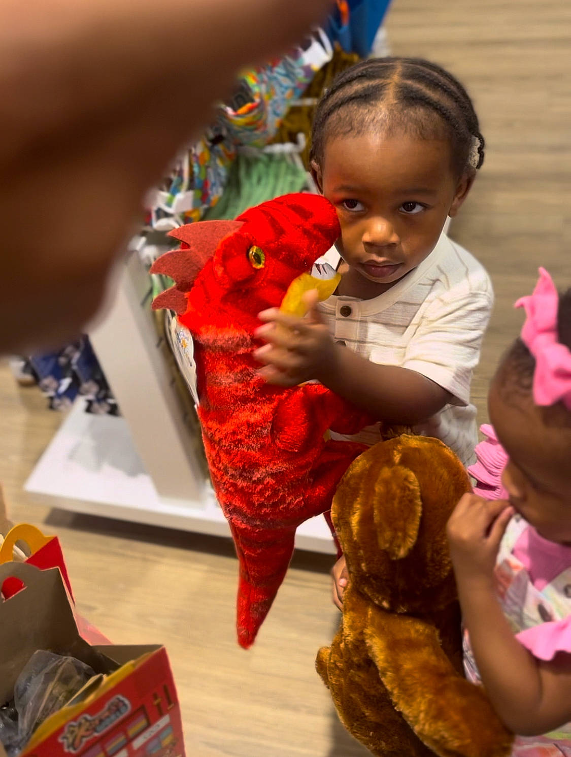 Kayden joined the competition — help win amazing prizes! carmine, chicken, child, cuisine, dish, event, fried_food, fun, happy, jewellery, necklace, person, play, red, room, stuffed_toy, toddler, toy, tradition, visual_arts