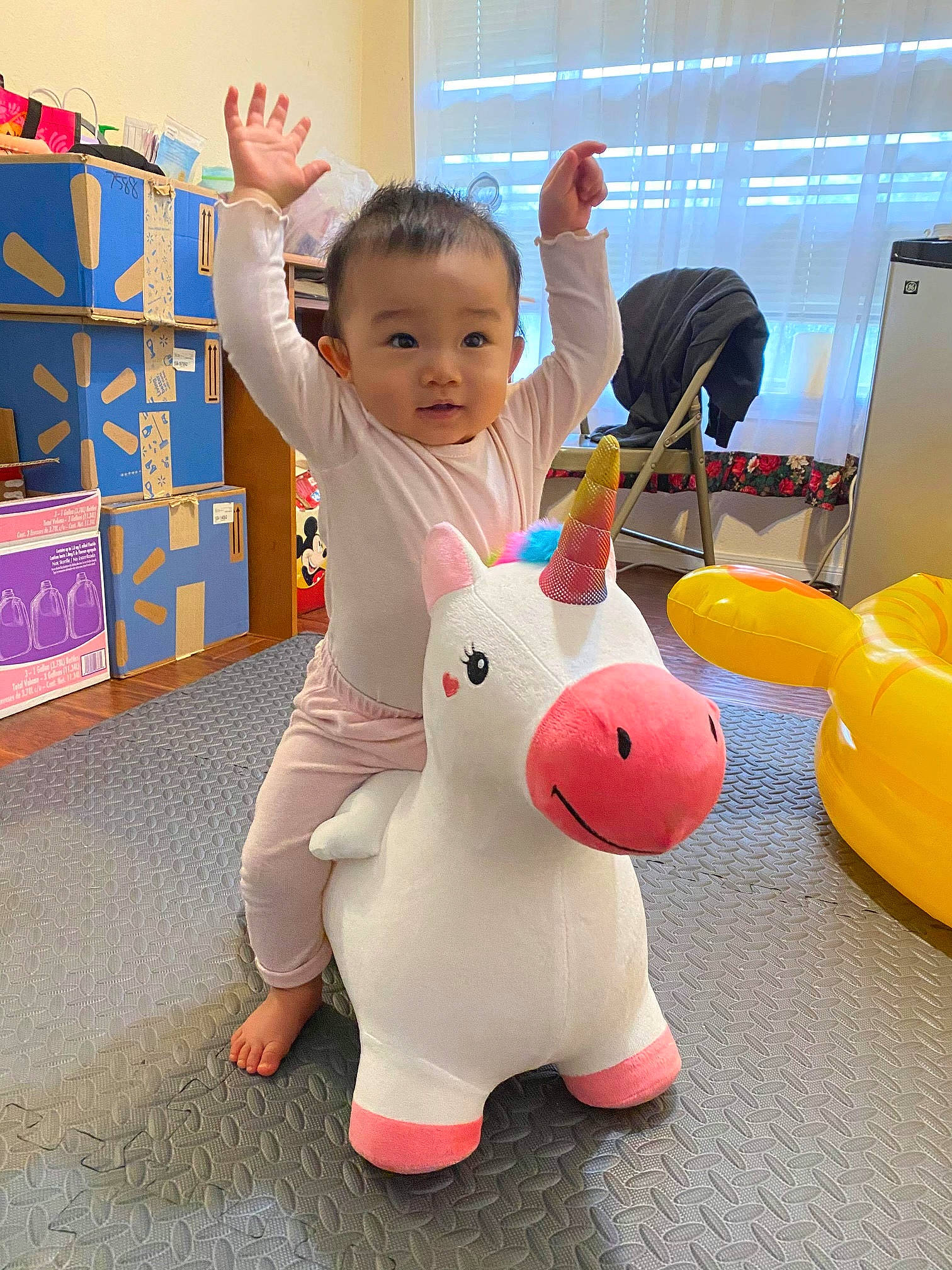 Katelynn joined the competition — help win amazing prizes! baby, baby_toddler_clothing, carmine, child, event, facial_expression, flooring, fun, happy, human_settlement, joint, leg, leisure, person, play, recreation, smile, snapshot, toddler, toy