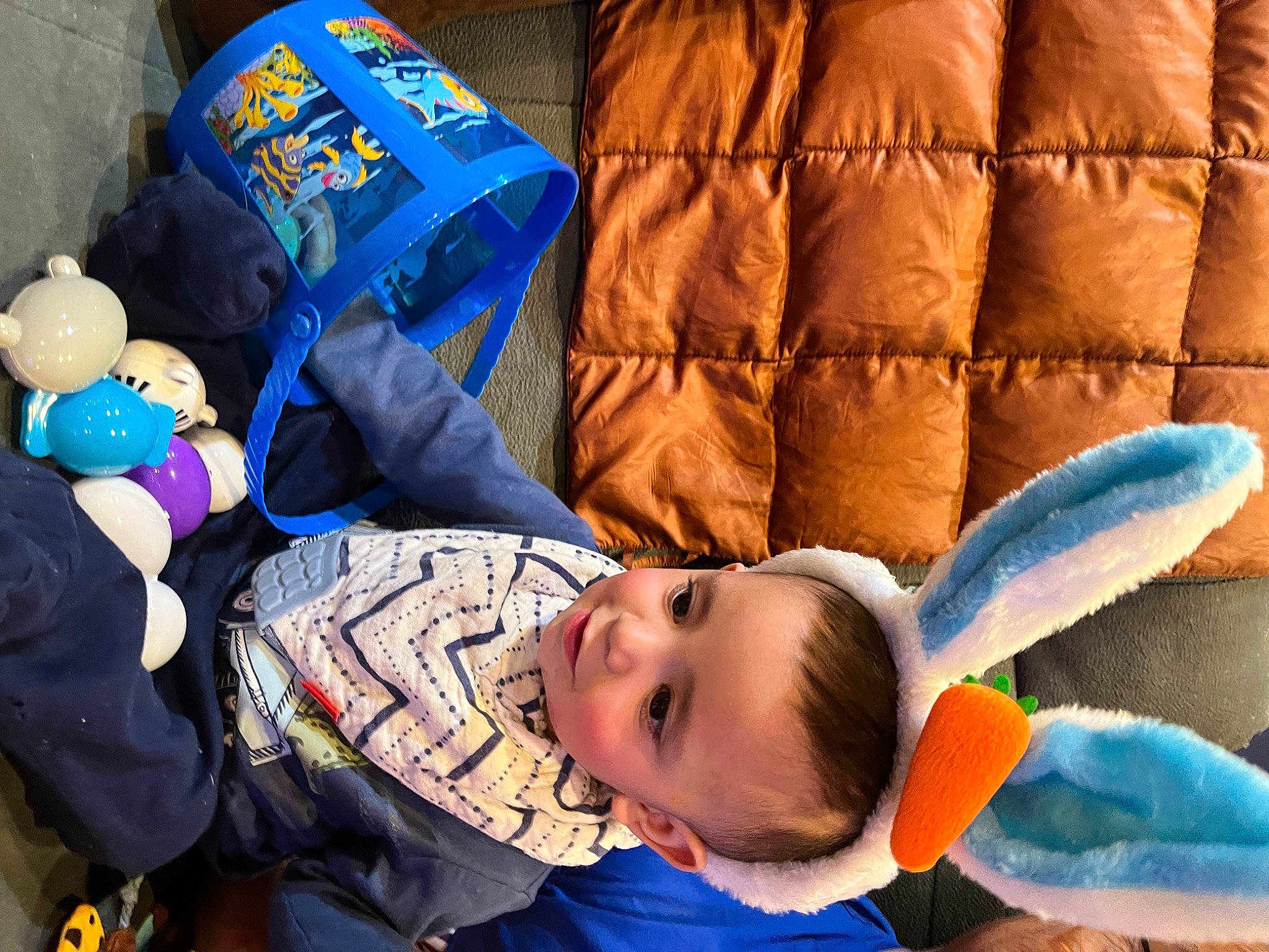 Juan joined the competition — help win amazing prizes! azure, baby, baby_products, baby_safety, baby_toddler_clothing, bedtime, cheek, child, comfort, couch, fun, happy, linens, person, product, room, sitting, snapshot, textile, toddler