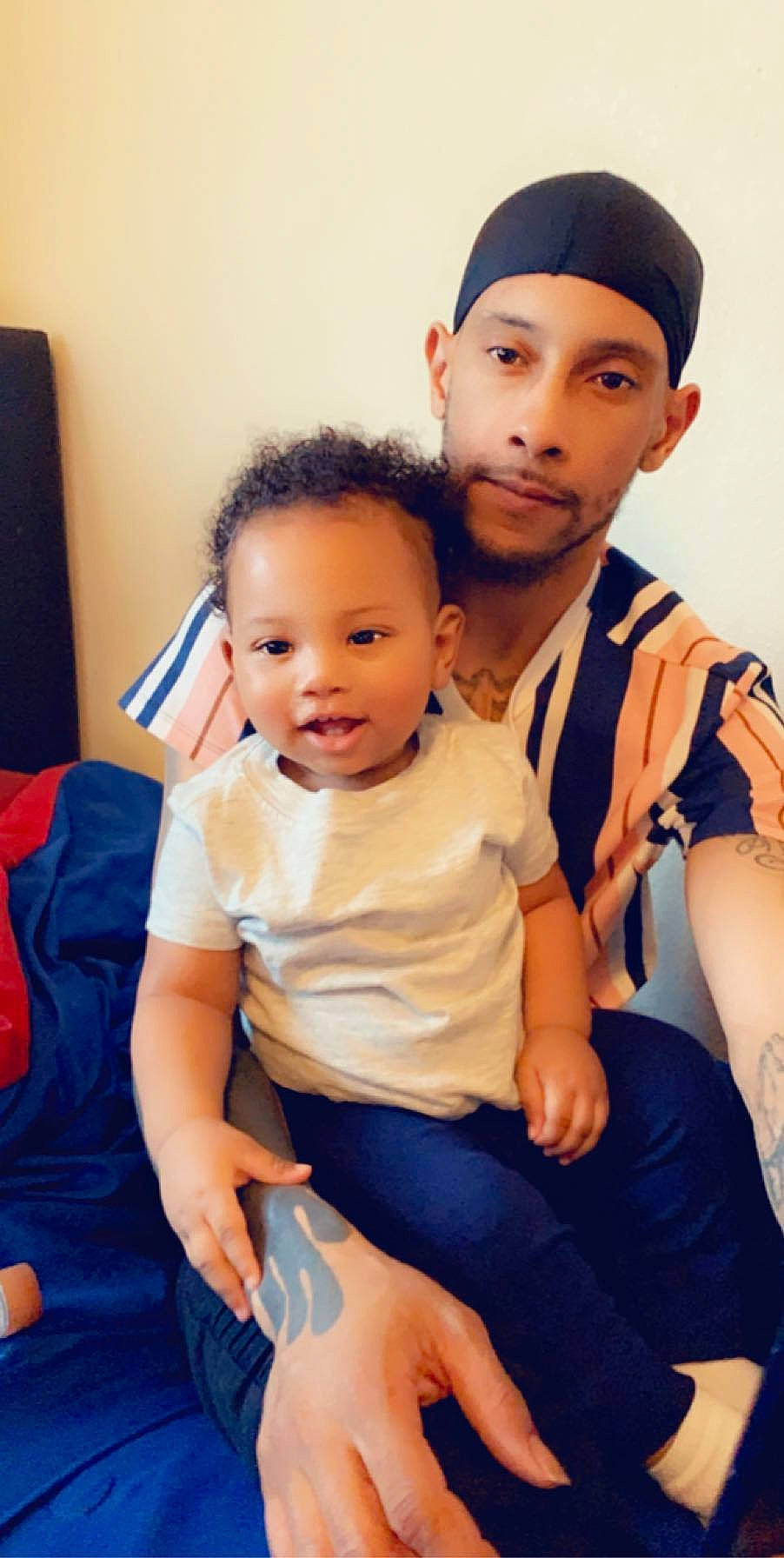 Marcello joined the competition — help win amazing prizes! baby, black_hair, cheek, child, finger, headwear, leg, people, person, sitting, thumb, toddler