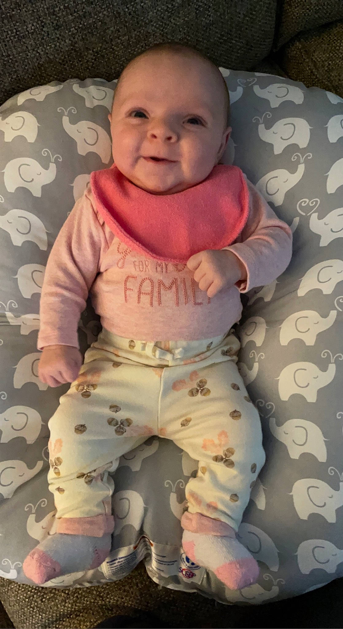 Paisley joined the competition — help win amazing prizes! baby, baby_toddler_clothing, cheek, chin, comfort, eye, eyebrow, face, head, iris, lip, mouth, neck, nose, person, pink, skin, sleeve, smile, stomach