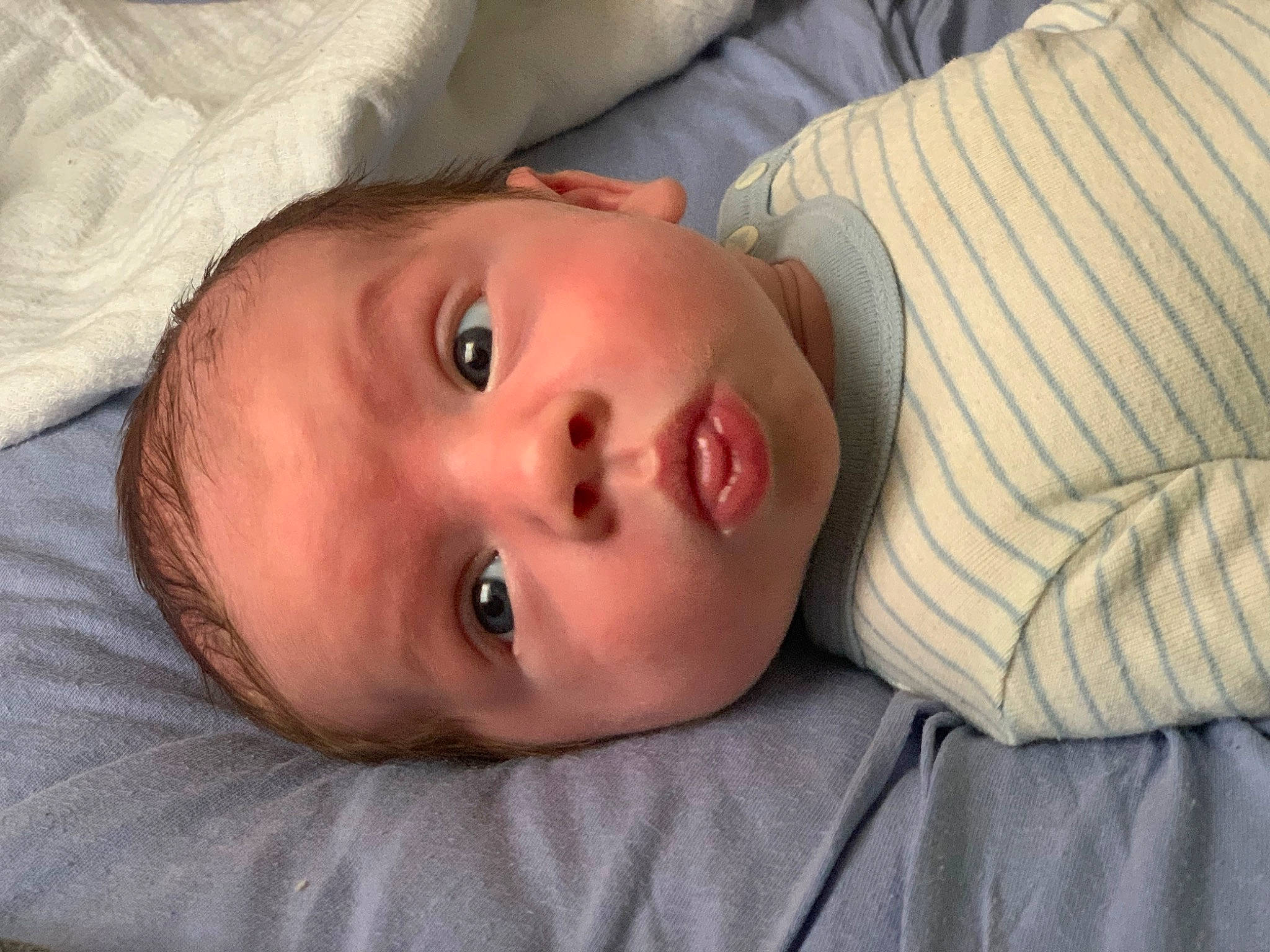 Oaklee joined the competition — help win amazing prizes! baby, baby_toddler_clothing, cheek, child, chin, close_up, comfort, eyebrow, eyelash, forehead, human_body, iris, lip, mouth, nose, person, skin, sleeve, smile, toddler