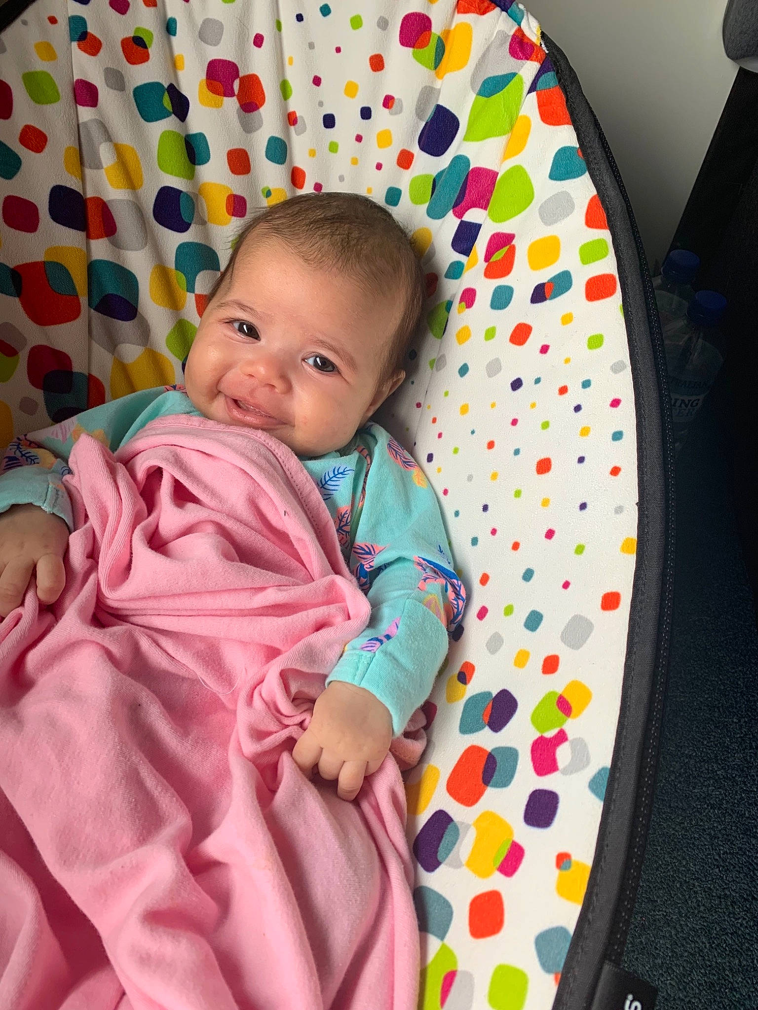 Kaliah joined the competition — help win amazing prizes! baby, baby_products, bedding, blanket, cheek, child, eye, head, iris, linens, pattern, person, pink, play, product, skin, sleep, smile, textile, toddler