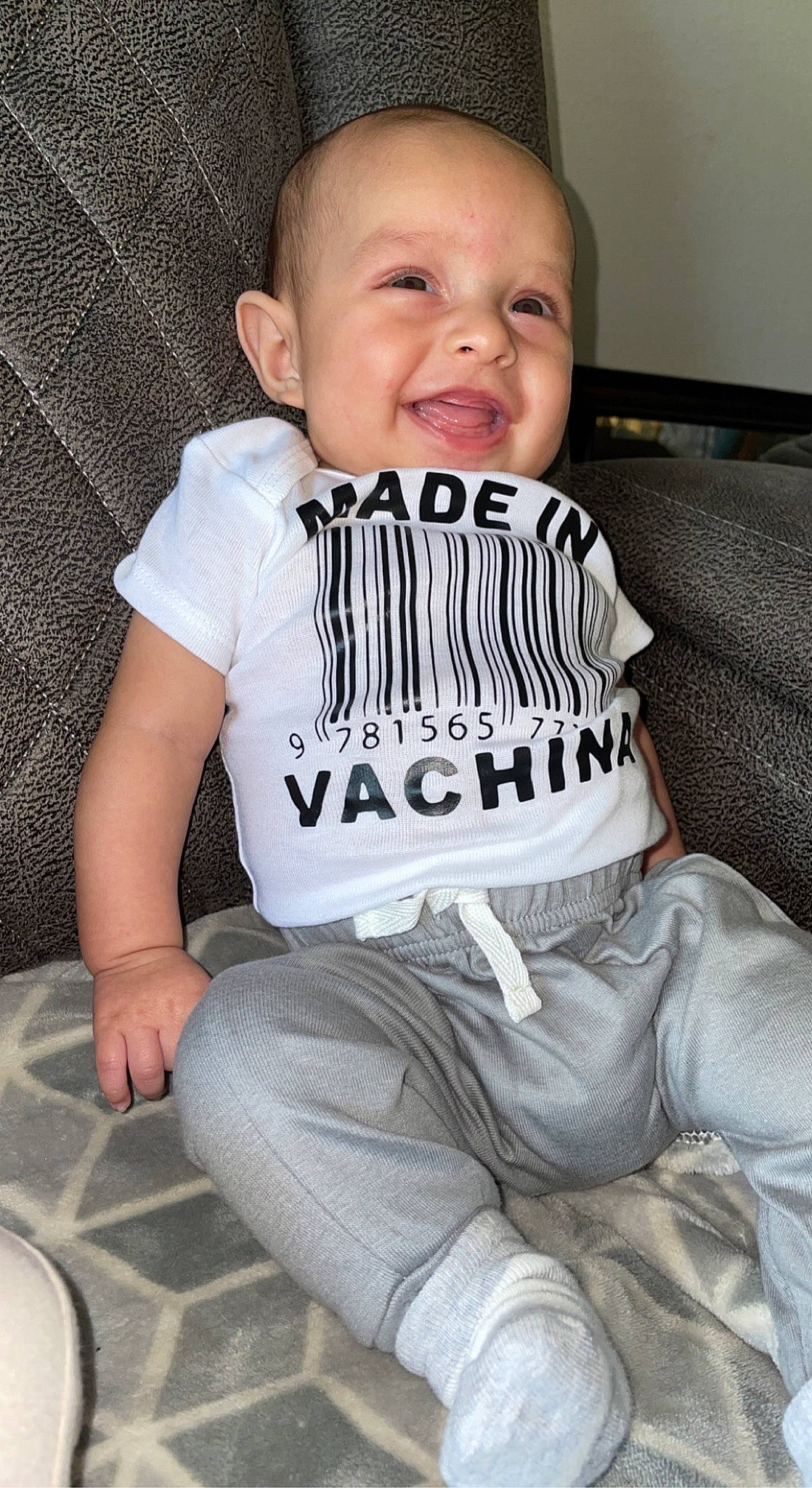 Dominik joined the competition — help win amazing prizes! baby, baby_toddler_clothing, cheek, chin, comfort, eye, eyelash, facial_expression, flash_photography, grey, hair, head, human_body, jeans, mouth, outerwear, person, shoulder, sleeve, smile