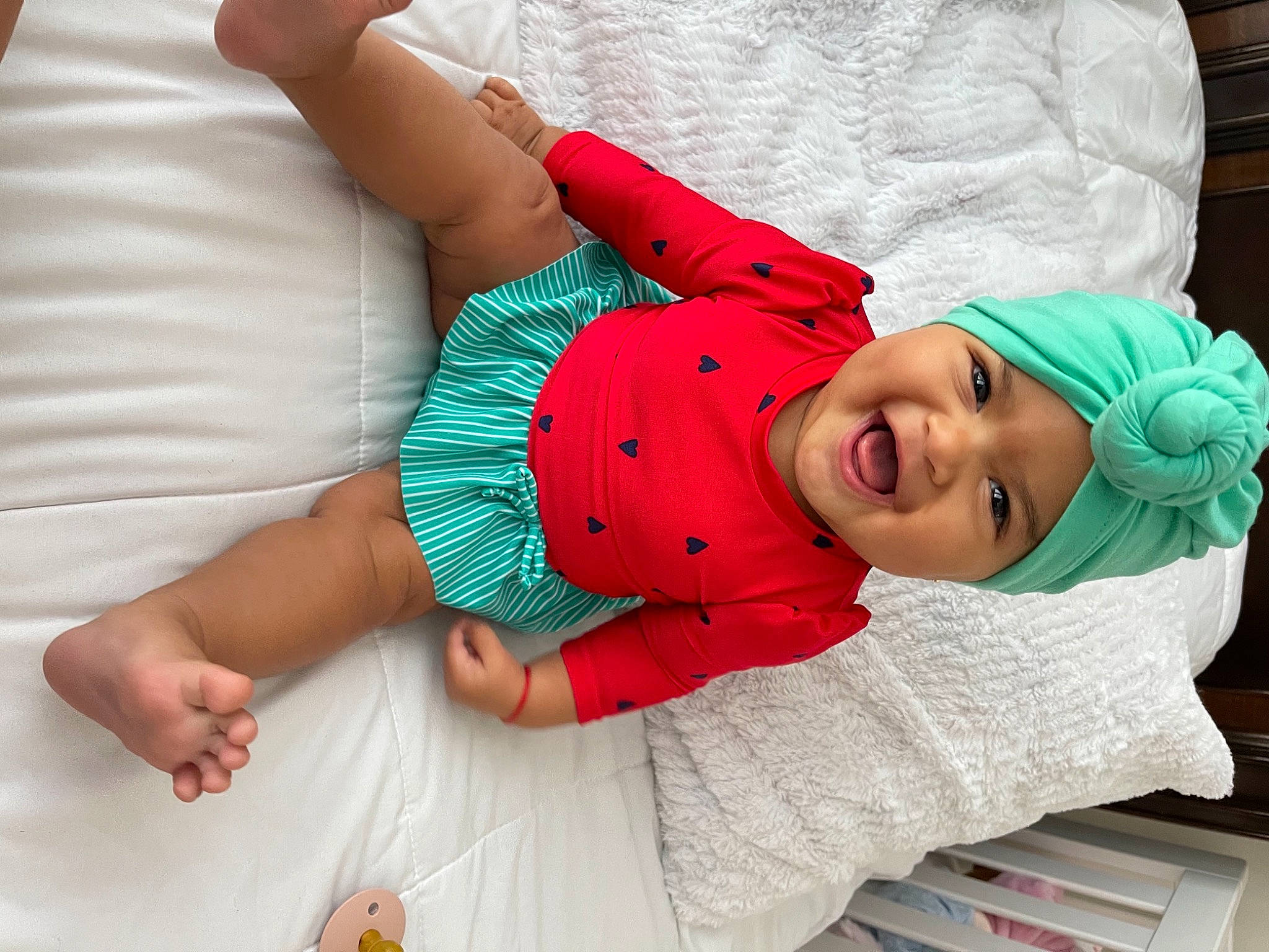 Isabella joined the competition — help win amazing prizes! abdomen, arm, baby, baby_toddler_clothing, child, comfort, elbow, finger, fun, gesture, happy, headwear, joint, linens, mouth, person, play, skin, sleeve, smile