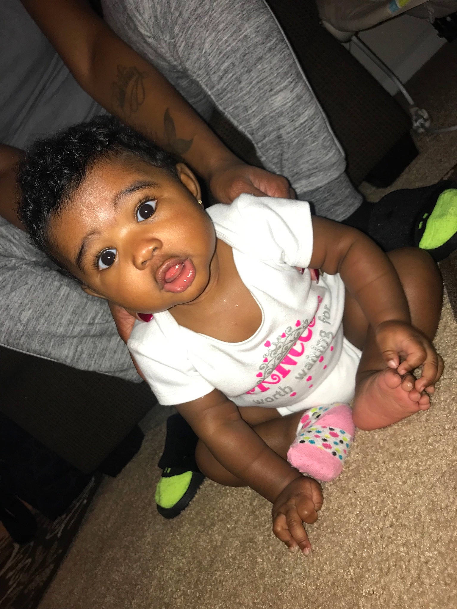 Joelle joined the competition — help win amazing prizes! abdomen, arm, black_hair, child, cool, day, eye, finger, fun, girl, hand, happiness, infant, leg, mouth, person, product, skin, smile, toddler