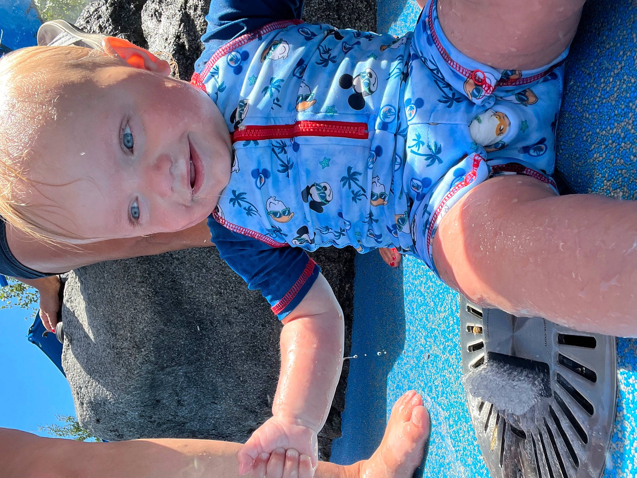 Braxton joined the competition — help win amazing prizes! arm, azure, baby_toddler_clothing, blue, child, elbow, electric_blue, fun, gesture, grass, hand, happy, leisure, pattern, people_in_nature, person, sleeve, smile, summer, thigh