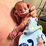 Hunter joined the competition — help win amazing prizes! newborn, baby, hospital, medical_equipment, nasal_cannula, blanket, elephant_pattern, adult_hand, skin, care, fragility, hospital_bed, monitoring_wires, close_up, human, portrait, infant, tenderness, skin_texture, holding