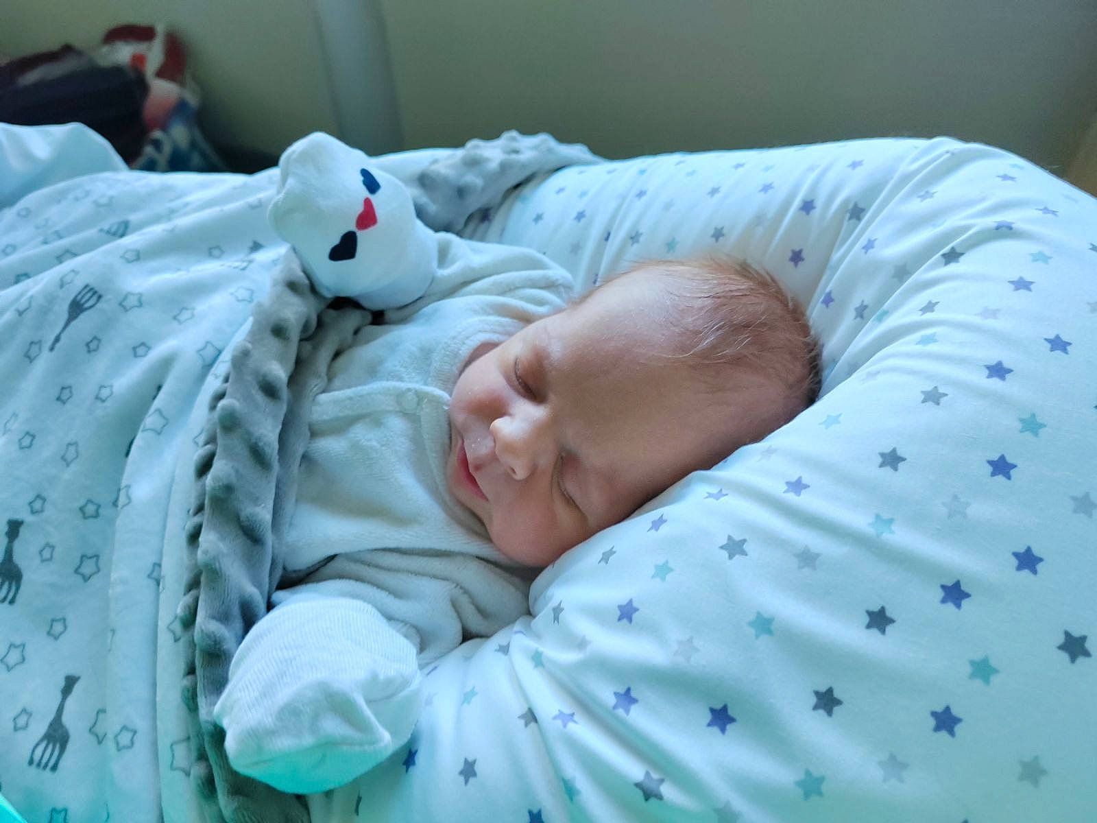 Elio a rejoint le concours — aidez-le/la à gagner de superbes lots ! baby, baby_products, baby_sleeping, baby_toddler_clothing, bed, bedding, bedtime, cheek, child, comfort, head, linens, nap, pattern, person, product, room, skin, sleep, textile