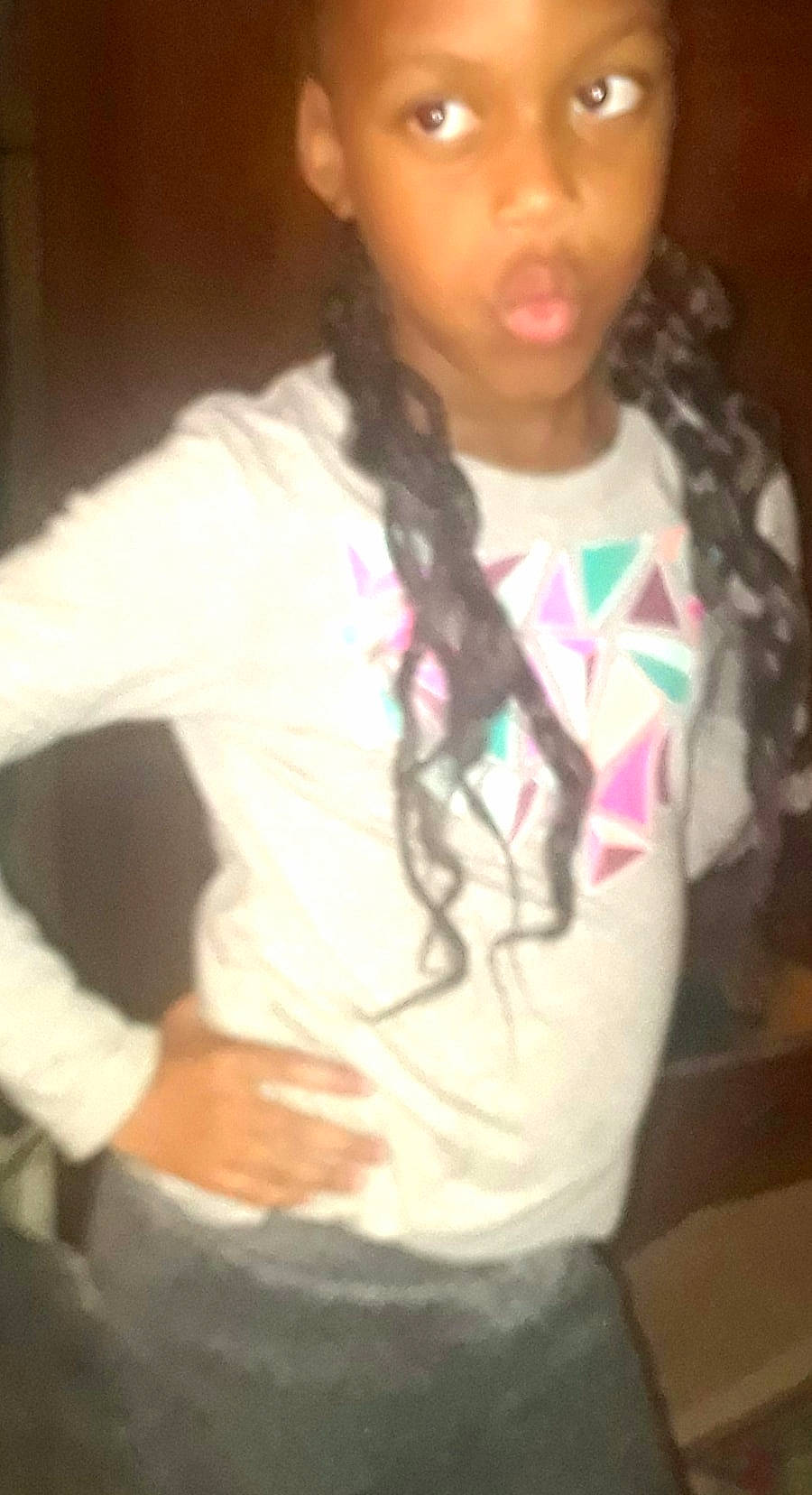 Sa'Niya is registered to the contest to win money with this photo: arm, black_hair, cheek, child, cool, finger, forehead, fun, hair, hairstyle, head, lady, lip, long_hair, neck, nose, outerwear, person, shoulder, toddler