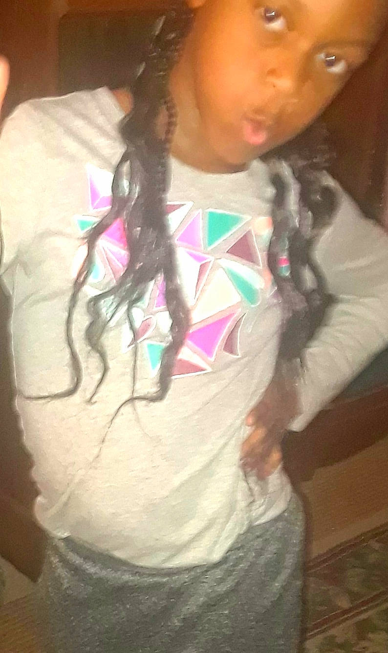 Sa'Niya joined the competition — help win amazing prizes! arm, black_hair, brown_hair, chest, child, cool, ear, hair, hair_coloring, hairstyle, long_hair, neck, person, pink, selfie, shoulder, sleeve, smile, t_shirt, toddler