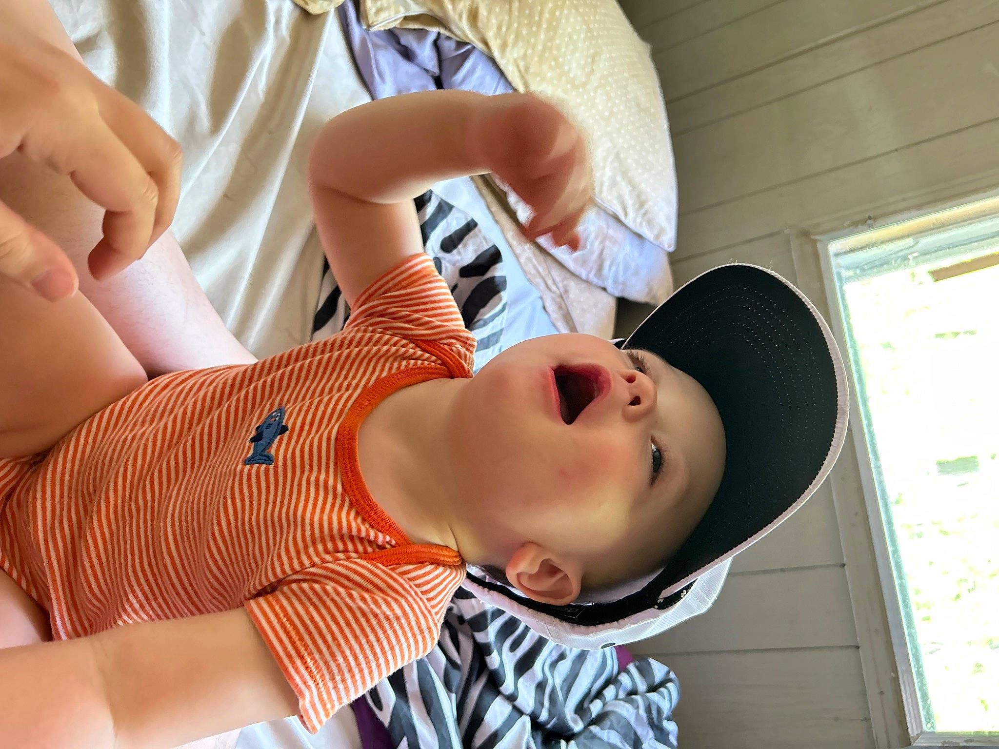 Leeroy joined the competition — help win amazing prizes! baby, child, elbow, eyelash, eyewear, fashion_accessory, finger, fun, gesture, happy, hat, headgear, human_leg, mouth, nail, neck, person, thigh, thumb, toddler