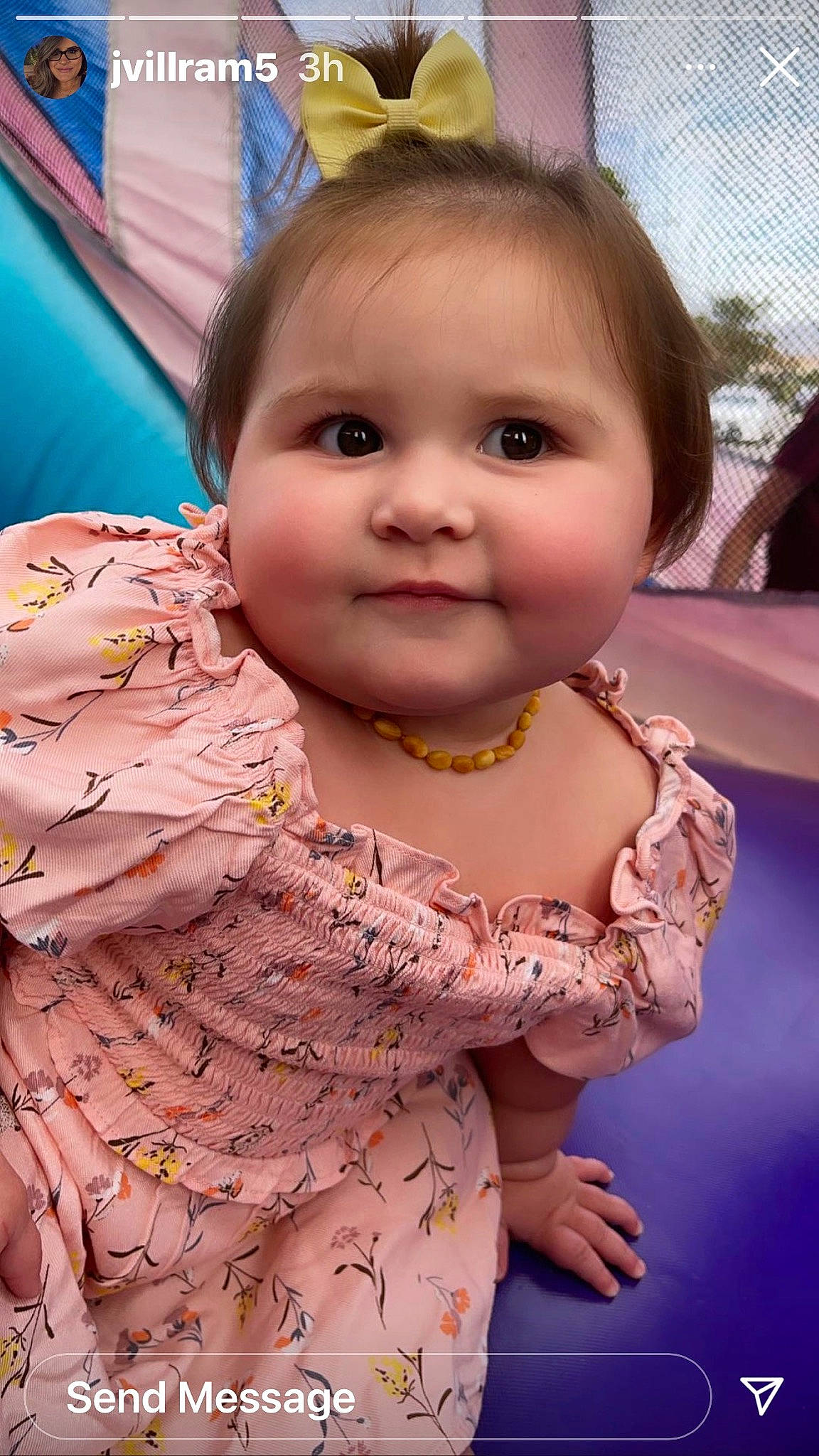 Leena joined the competition — help win amazing prizes! baby, cheek, child, close_up, dress, event, eye, eyelash, fun, happy, head, headwear, human, iris, joy, leisure, mouth, organ, person, pink