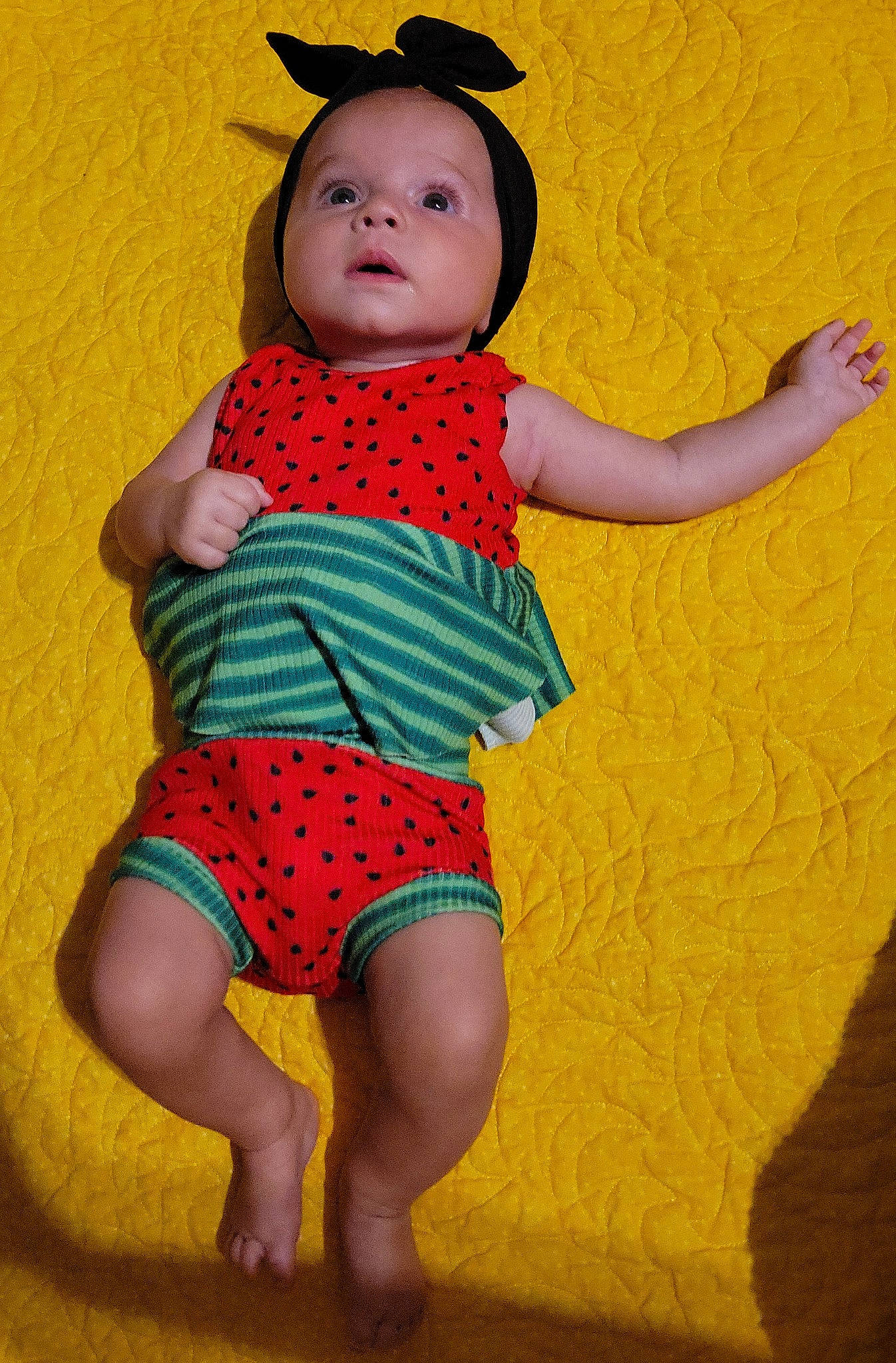 Isabel joined the competition — help win amazing prizes! baby, baby_toddler_clothing, barefoot, beauty, clothing, eye, face, finger, happy, head, human_body, leg, orange, person, pink, skin, sleeve, t_shirt, thigh, toddler
