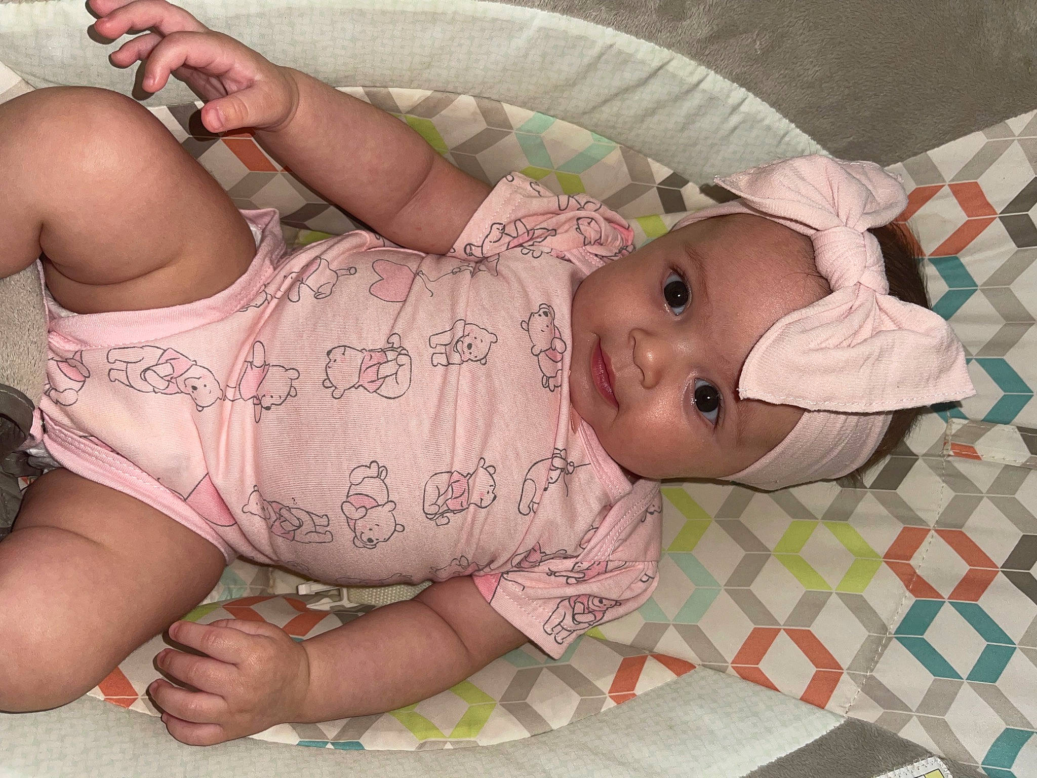 Evelyn is registered to the contest to win money with this photo: arm, baby, baby_sleeping, baby_toddler_clothing, cheek, comfort, eye, facial_expression, finger, head, headgear, headwear, human_body, leg, mammal, mouth, person, pink, product, skin