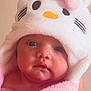 Effy a rejoint le concours — aidez-le/la à gagner de superbes lots ! adorable, animal_hood, baby, child, closeup, cute, expression, eyes, face, hand, headwear, indoors, infant, pink_towel, portrait, skin, soft_texture, white_hood, wrapped, young