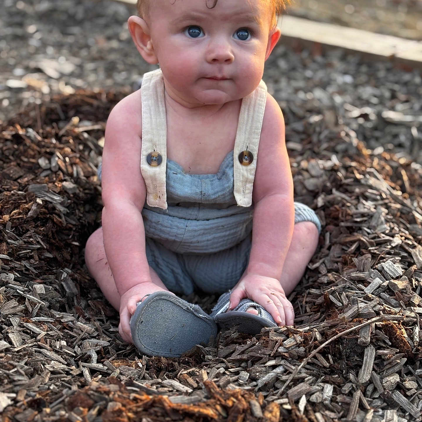 Jace joined the competition — help win amazing prizes! baby, blonde, bodypart, clothing, crawling, face, finger, footwear, hair, hand, head, jeans, pants, person, photography, portrait, rock, shoe, sitting, soil