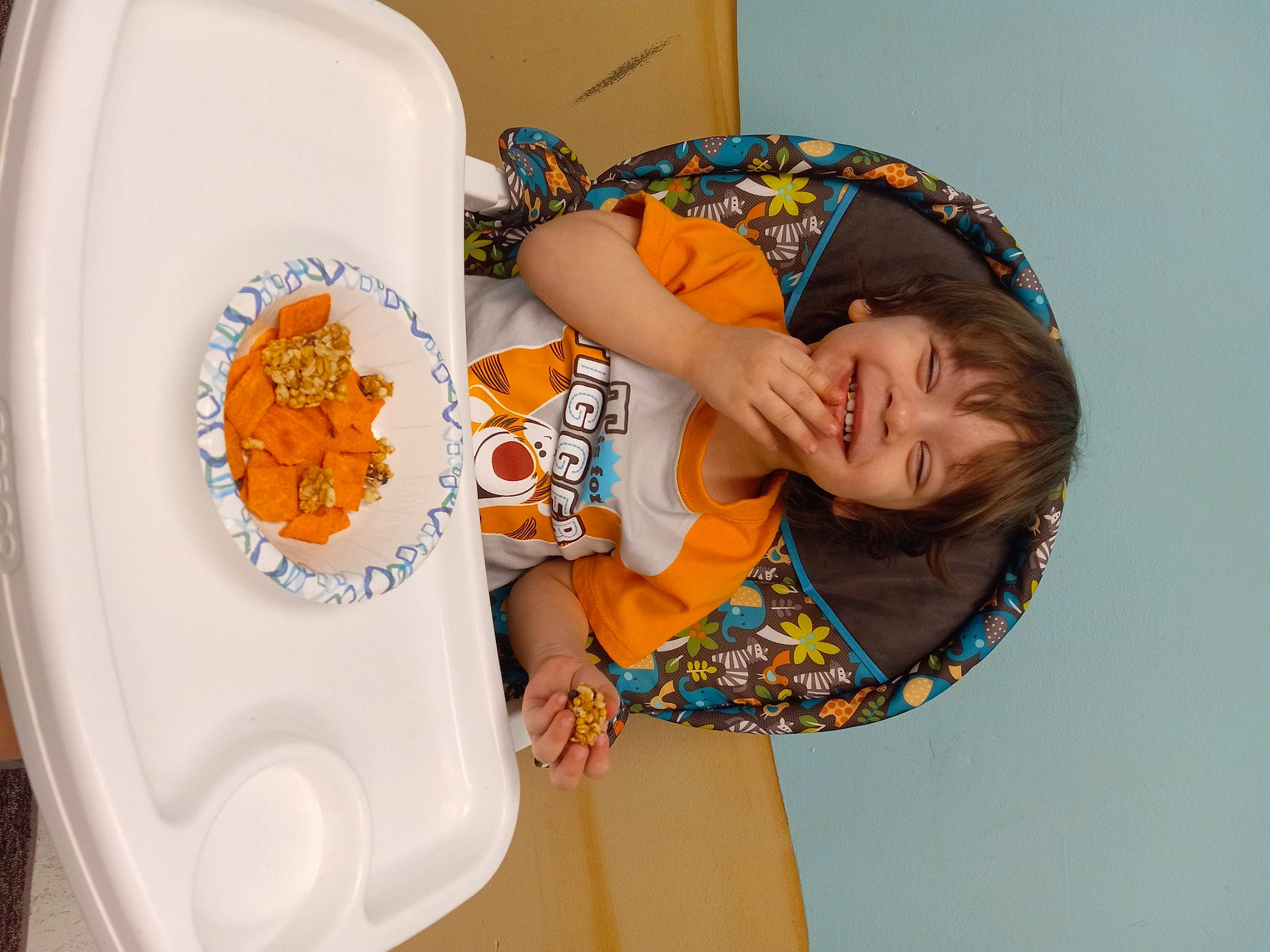David joined the competition — help win amazing prizes! baby_toddler_clothing, child, comfort, dishware, eye, happy, headgear, home_appliance, joy, orange, person, plate, porcelain, room, serveware, sleeve, small_appliance, smile, t_shirt, textile