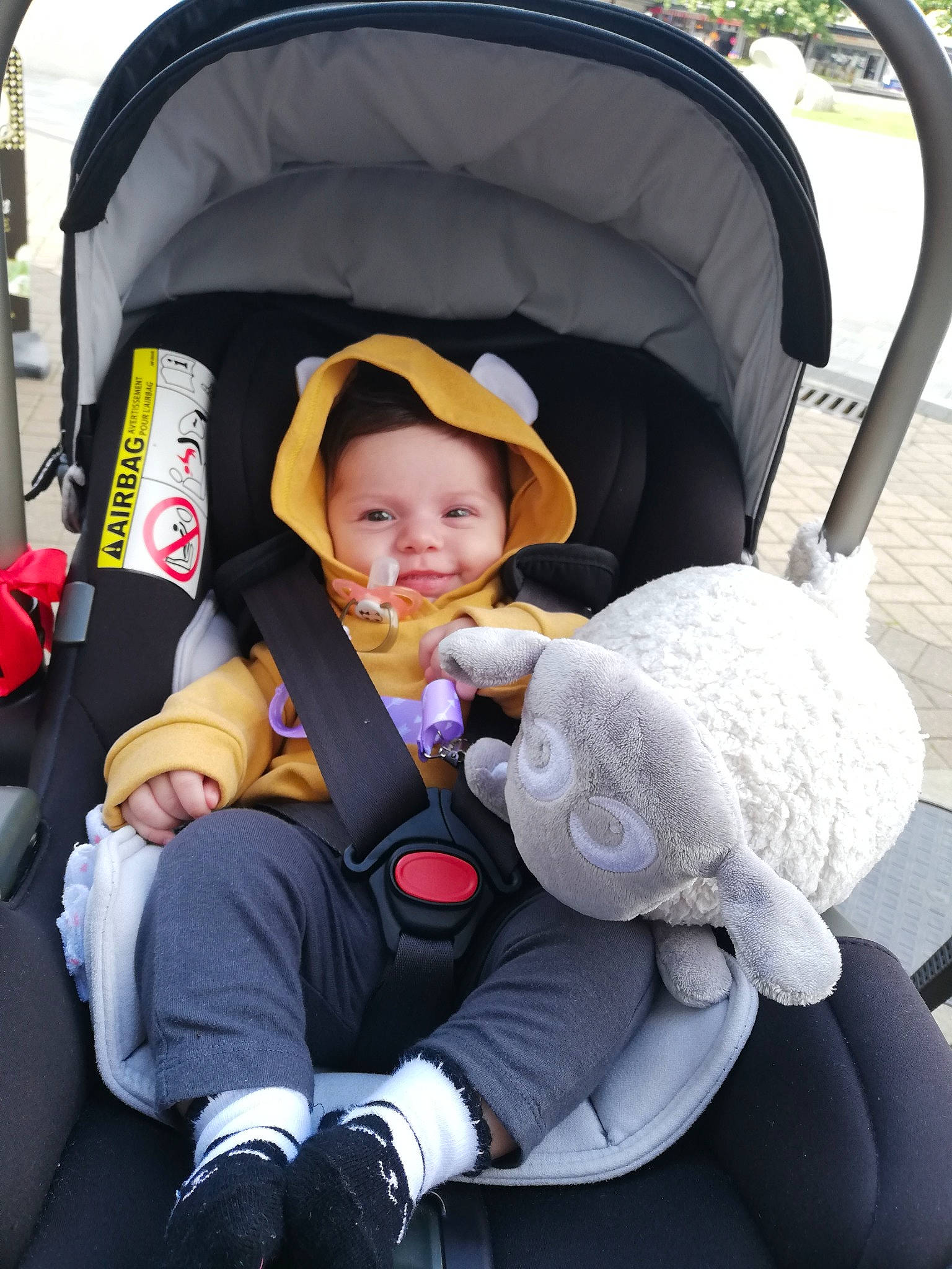 Evelyn Maria joined the competition — help win amazing prizes! auto_part, baby, baby_carriage, baby_products, car_seat, child, clothing, comfort, facial_expression, fun, hat, headgear, headwear, lap, mammal, motor_vehicle, person, product, skin, smile
