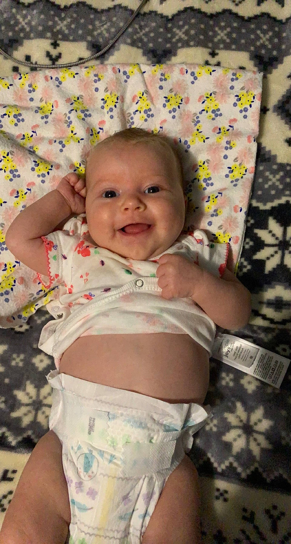 Aubry joined the competition — help win amazing prizes! baby, baby_toddler_clothing, cheek, comfort, diaper, eye, face, finger, fun, hairstyle, happy, head, iris, mouth, person, pink, skin, smile, stomach, thigh