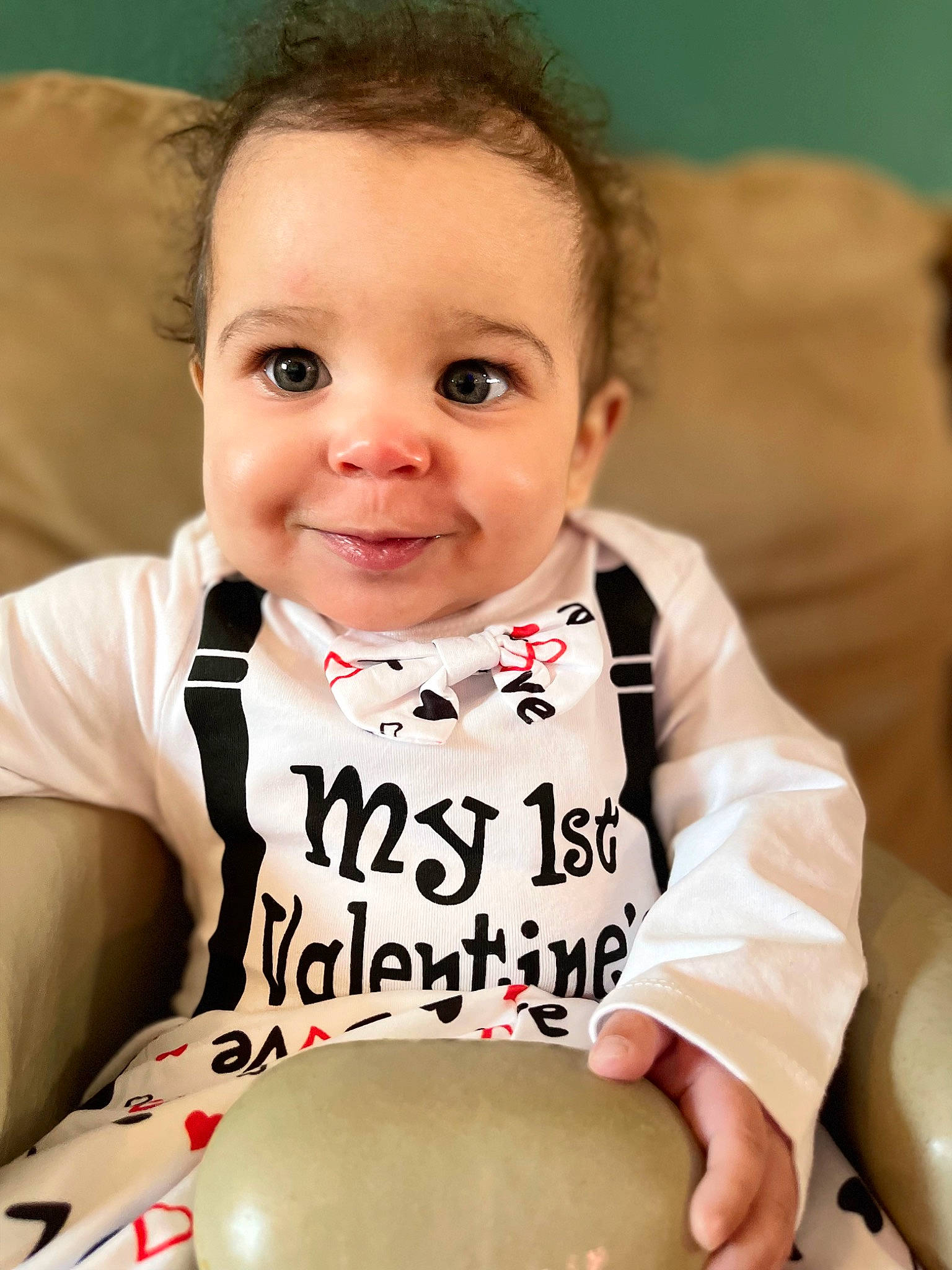 Kj is registered to the contest to win money with this photo: baby, baby_toddler_clothing, beauty, cheek, child, chin, comfort, dessert, dress, drinkware, eye, facial_expression, hair, happy, human, joy, person, skin, sleeve, smile