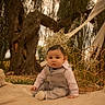 Cruz joined the competition — help win amazing prizes! baby, child, outdoor, tree, flowers, blanket, wicker_basket, nature, grass, portrait, serious, clothing, vest, shirt, footwear, sitting, daylight, cute, young, scenery