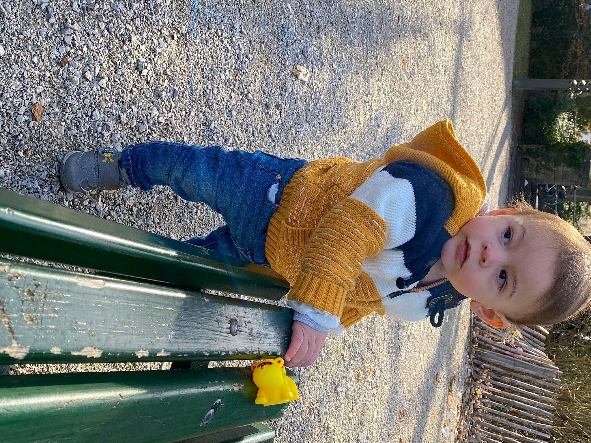 Lukas participe au concours pour gagner de l'argent avec cette photo : automotive_exterior, baby, baby_toddler_clothing, bumper, child, denim, electric_blue, fun, hat, human_leg, leisure, person, photograph, plant, sitting, street_fashion, textile, toddler, travel