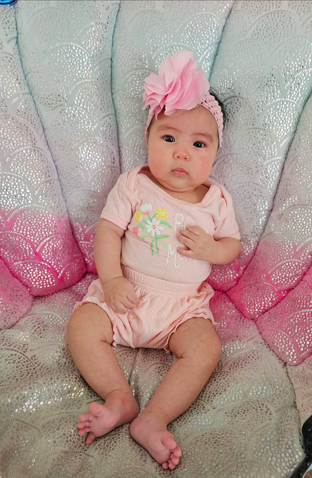 Sofia is registered to the contest to win money with this photo: baby, baby_toddler_clothing, cheek, child, costume_hat, embellishment, eye, eyelash, face, head, headband, headgear, headpiece, headwear, iris, magenta, pattern, person, pink, skin