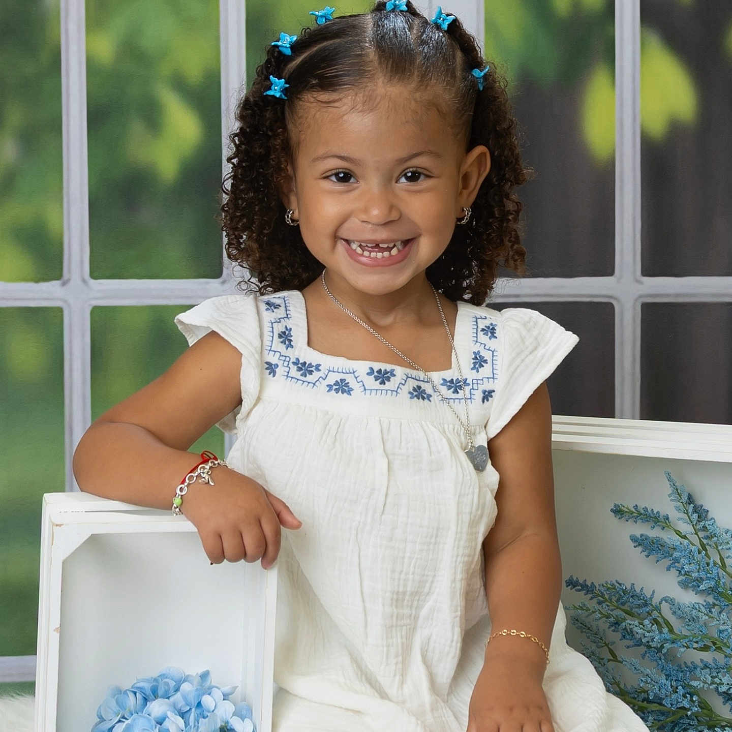 Gianni Otani Banks joined the competition — help win amazing prizes! accessories, blouse, bracelet, child, clothing, dress, face, female, flower, formalwear, girl, head, jewelry, necklace, person, photography, plant, portrait, sitting, sleeve