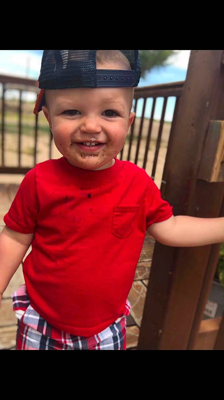 Wyatt joined the competition — help win amazing prizes! cap, cheek, child, child_model, cool, happy, headgear, headwear, joy, person, smile, t_shirt, toddler