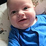 Jasper is registered to the contest to win money with this photo: baby, baby_boy, blue_clothing, cheerful, child, closeup, cute, expression, face, happy, head, indoor, infant, lying_down, onesie, portrait, skin, smiling, soft_light, young_child